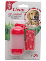 Dogit Bag Dispenser - 2 Rolls/20 Bags - 29.5 x 23 cm (11.6 x 9 in) - Red