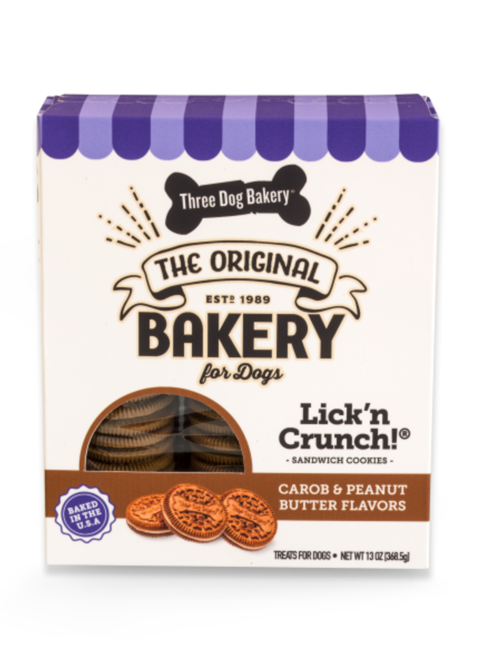 Three Dog Bakery Three Dog Bakery Lick'n Crunch Cookies Carob&PntButter 13 oz