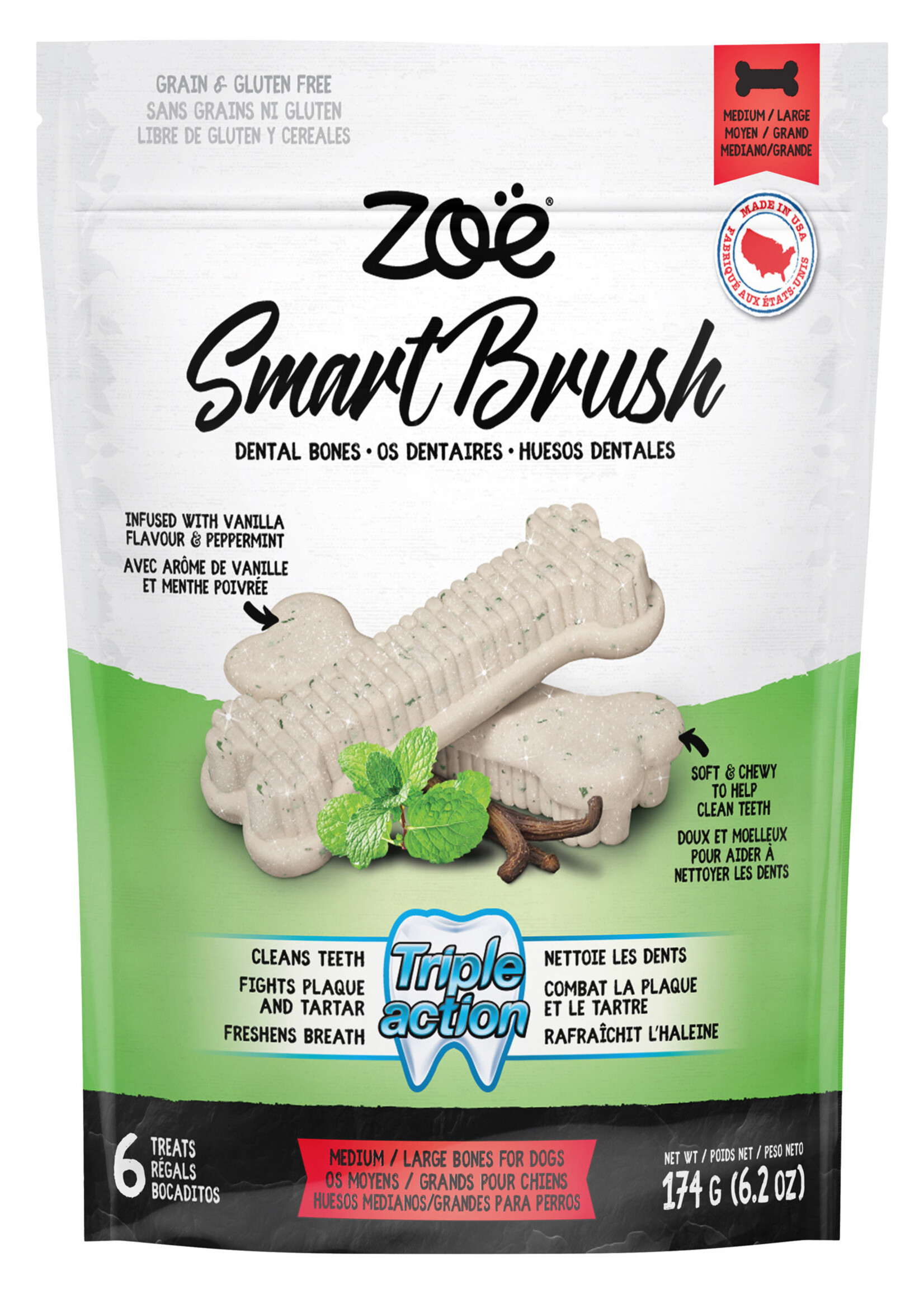 Zoe Smart Brush Bones for Dogs – 6 pack – 174 g (6.4 oz)