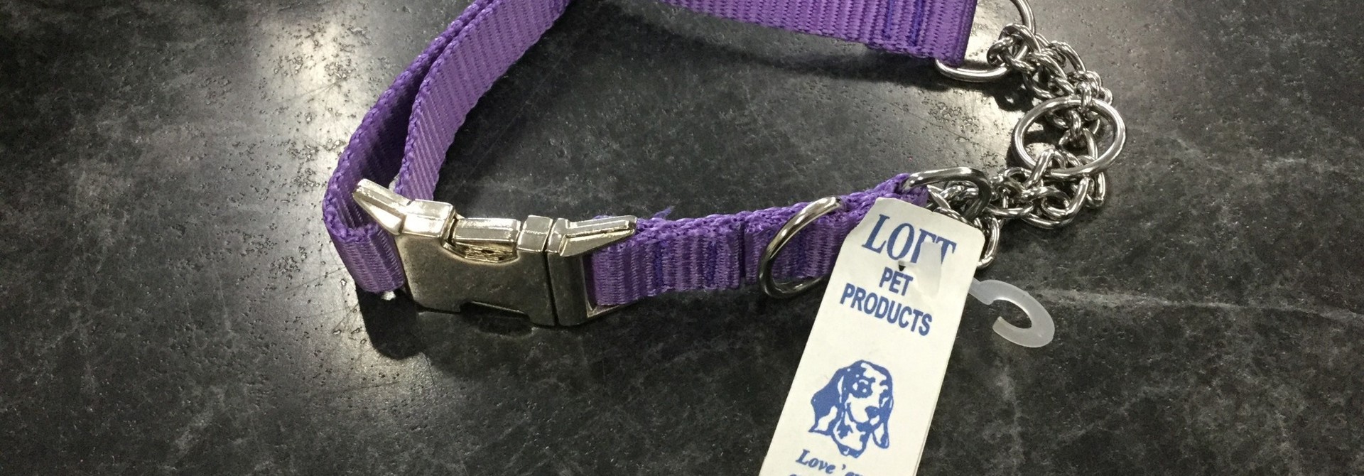 Adjustable Martingale Collar - Black Purple 17" - 22"
