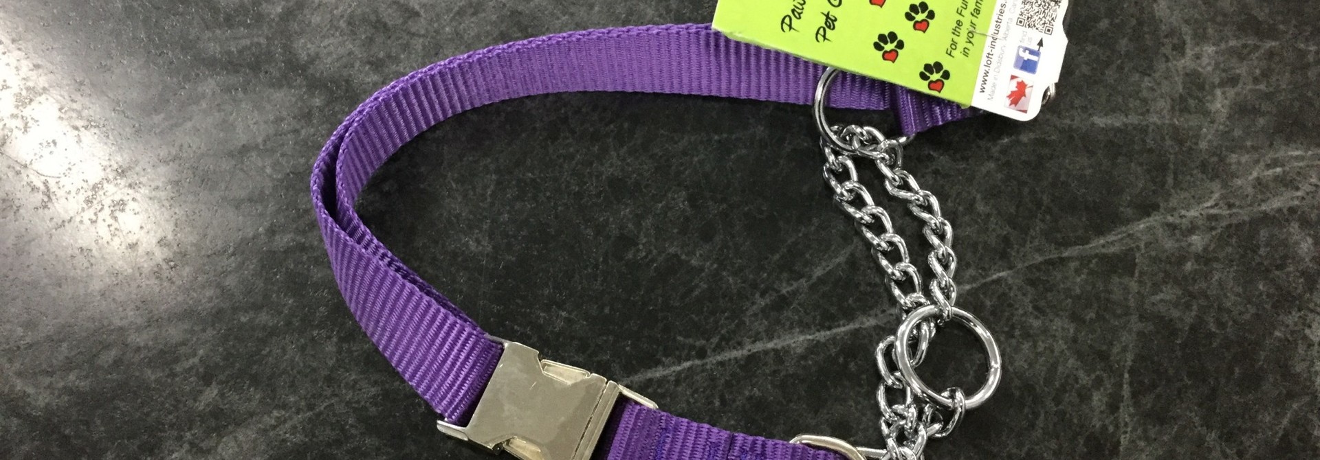 Adjustable Martingale Collar - Black Purple 23" - 36"
