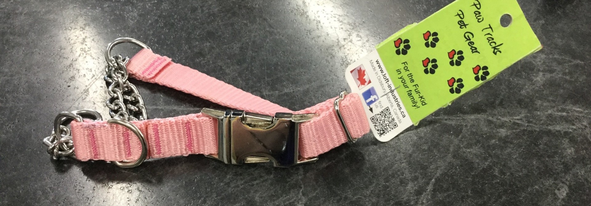 Adjustable Martingale Collar - Black Pink 12" - 18"