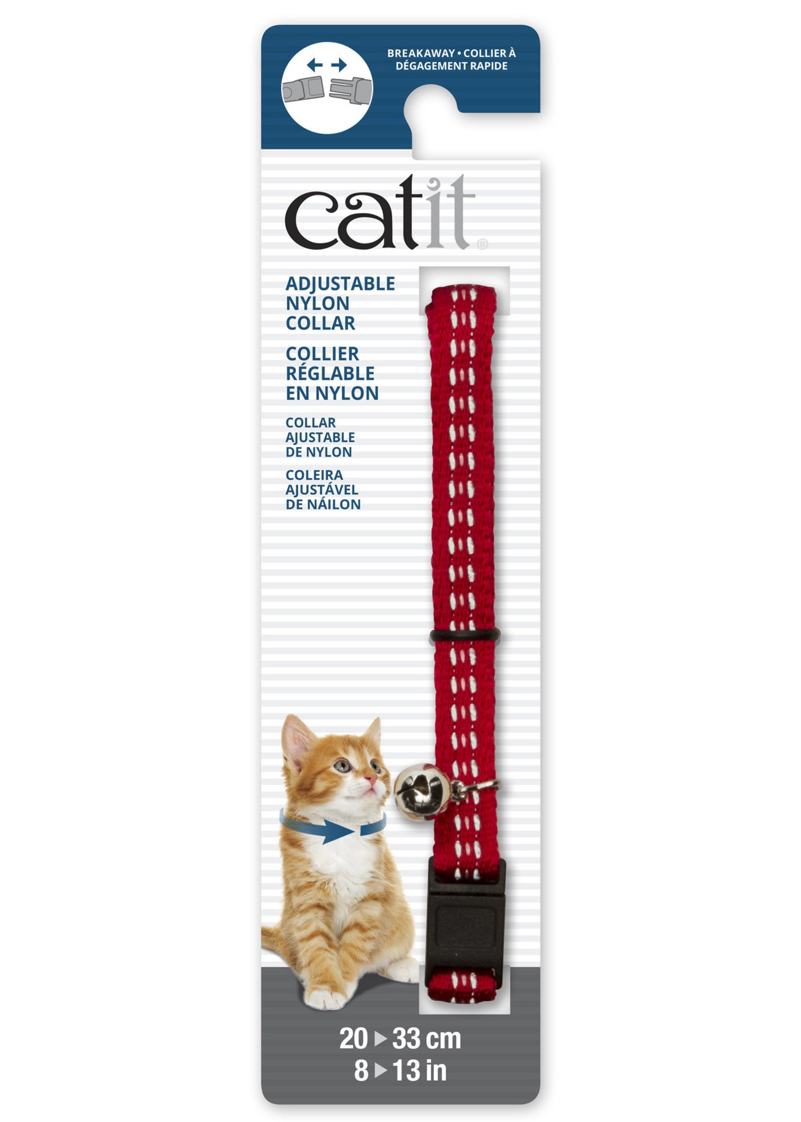 CT Aj. Nyl. Collar, Refl. 20-33cm,Red