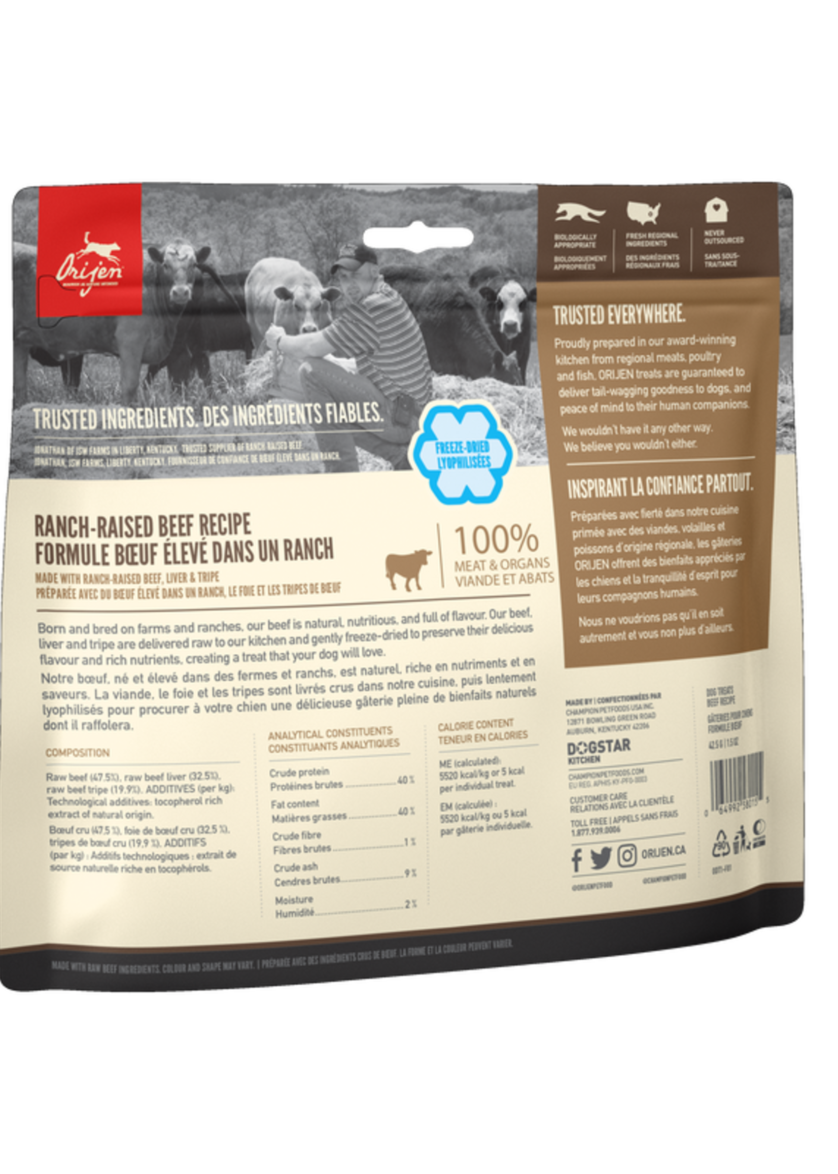 CHAMPION PETFOODS LP Orijen -  FDT Beef 92g