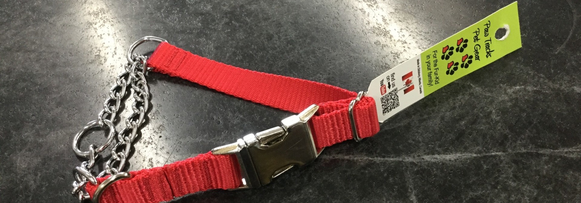 Adjustable Martingale Collar - Black Red 12" - 18"