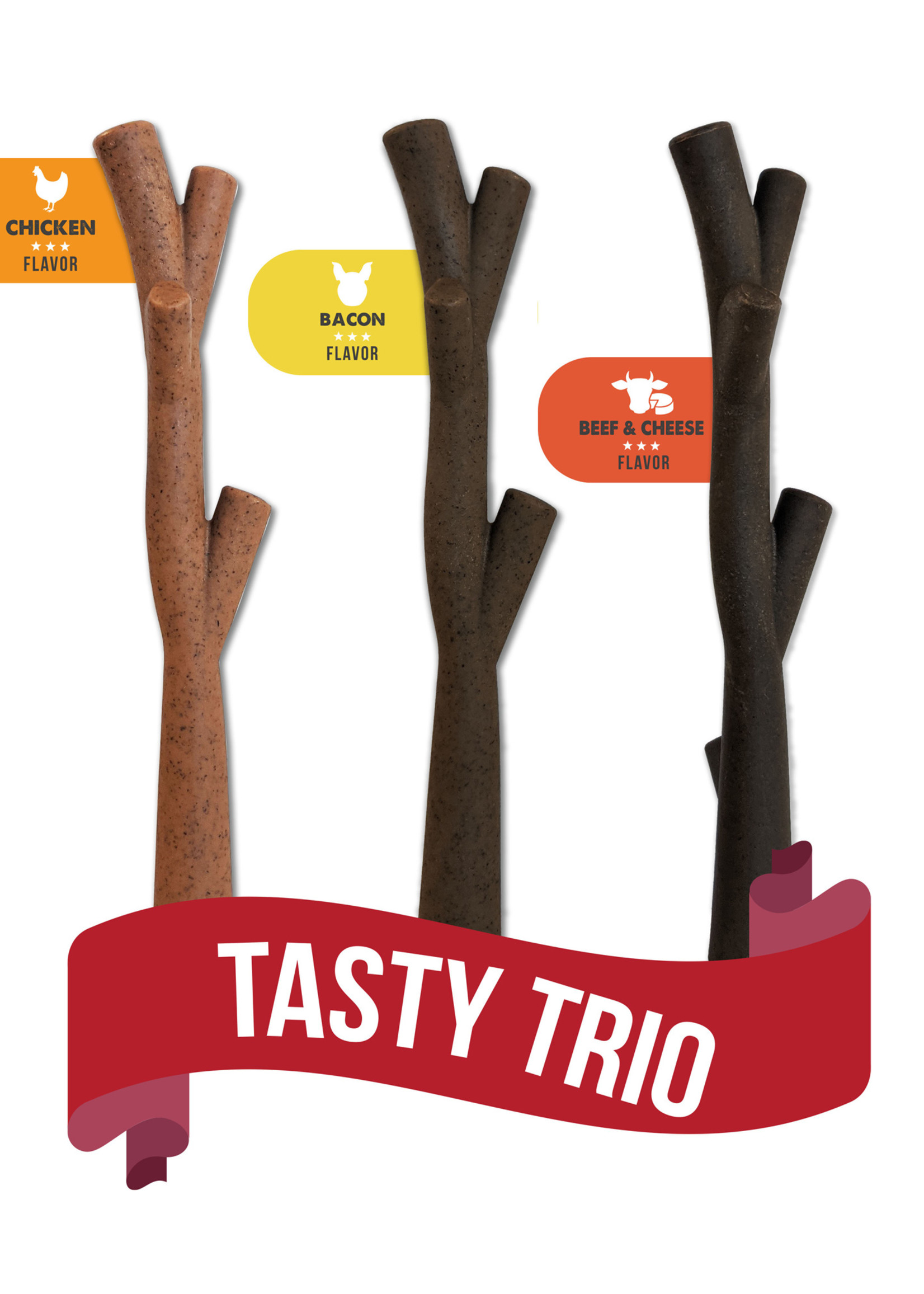 Zeus Zeus Nosh Strong Chew Bone for Active Chewers, 3-pack Assorted