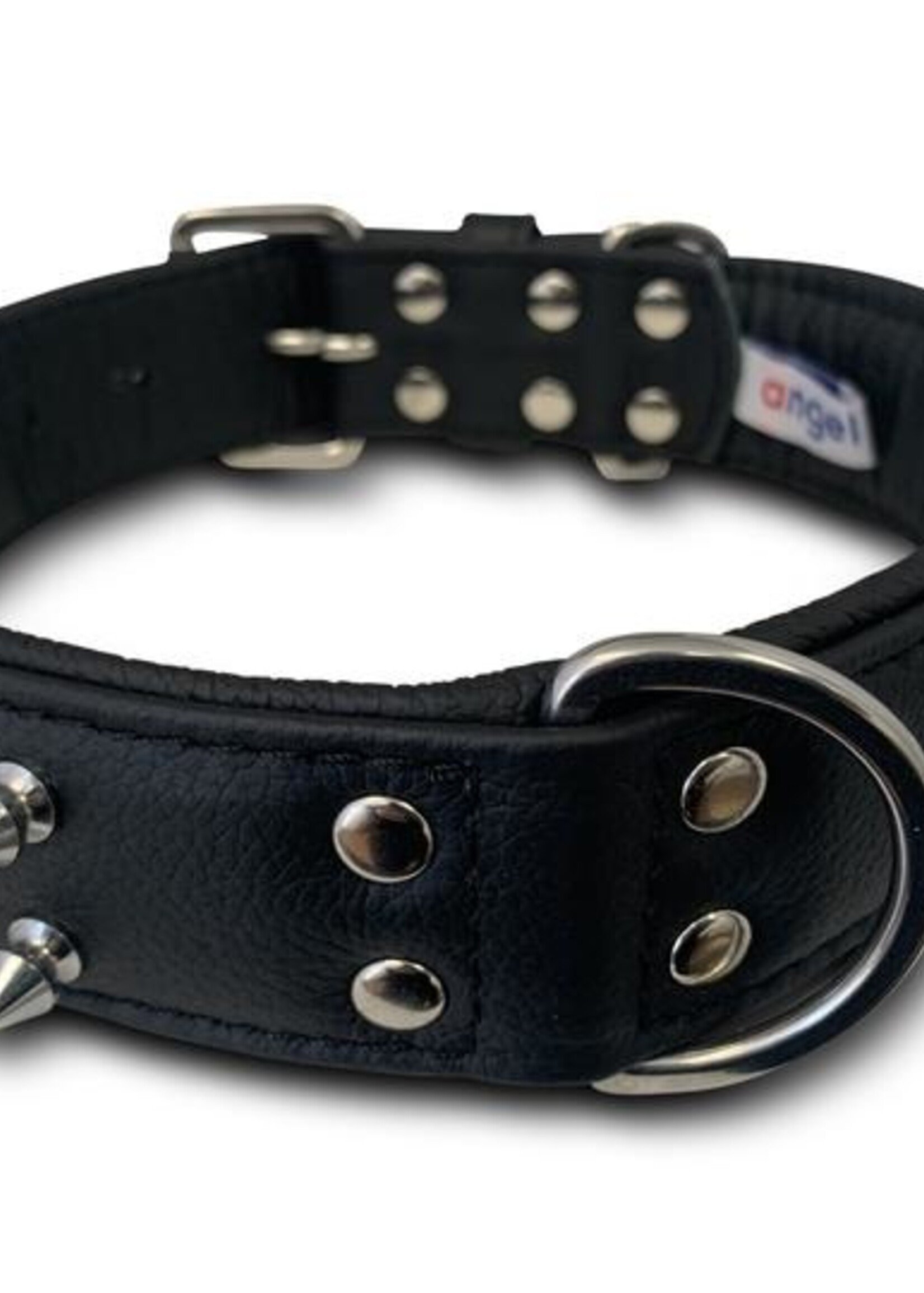 Leather Collar Spiked Black 20" x 1"