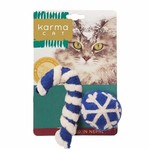 Dharma Dog - Karma Cat Blue Holiday Ball & Cane 2pk