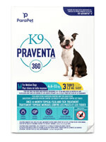 K9 Praventa K9 Praventa 360 Flea & Tick Treatment - Medium Dogs 4.6 kg to 11 kg - 3 Tubes