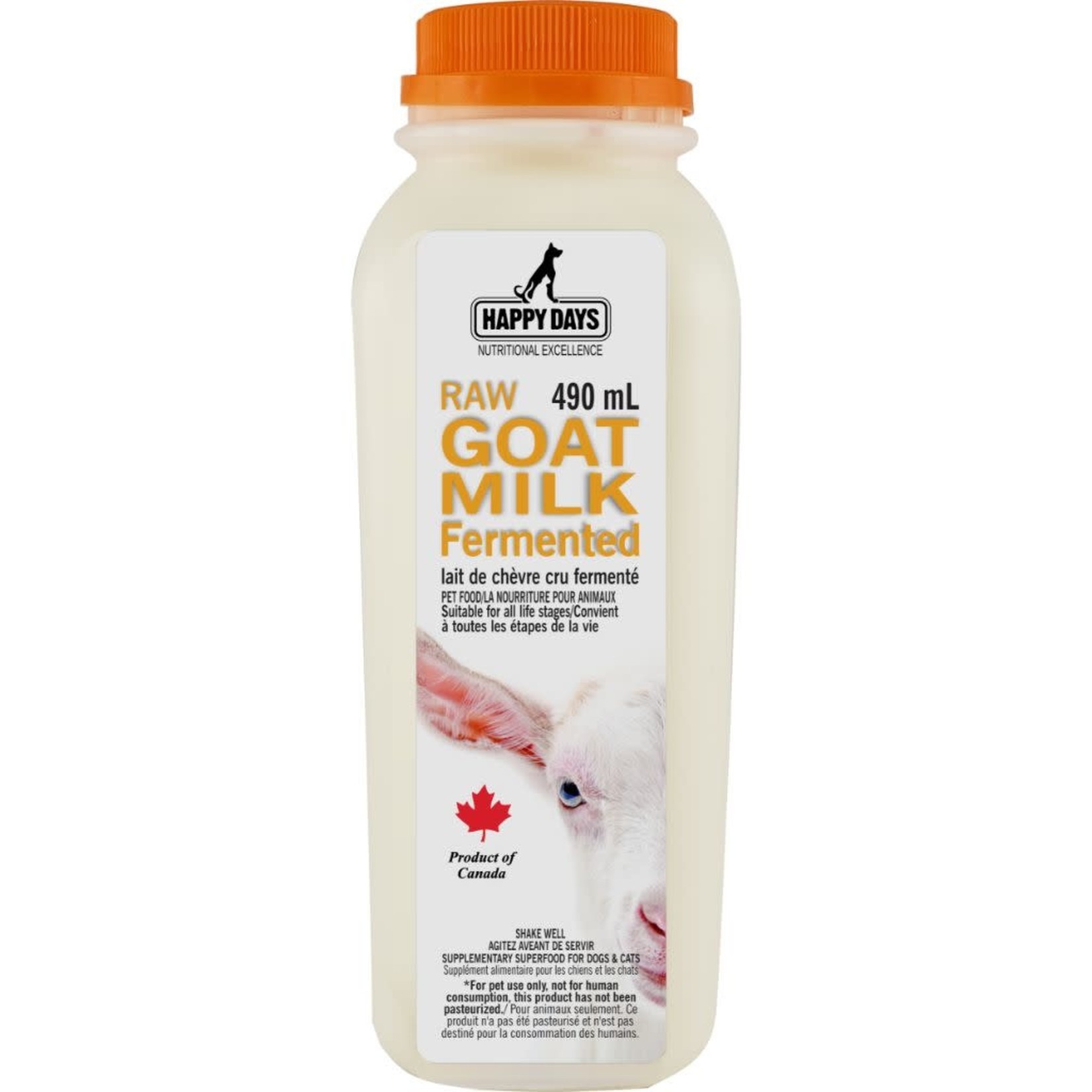 Happy Days Dairies Raw Fermented Goat Milk 490mL - Frozen