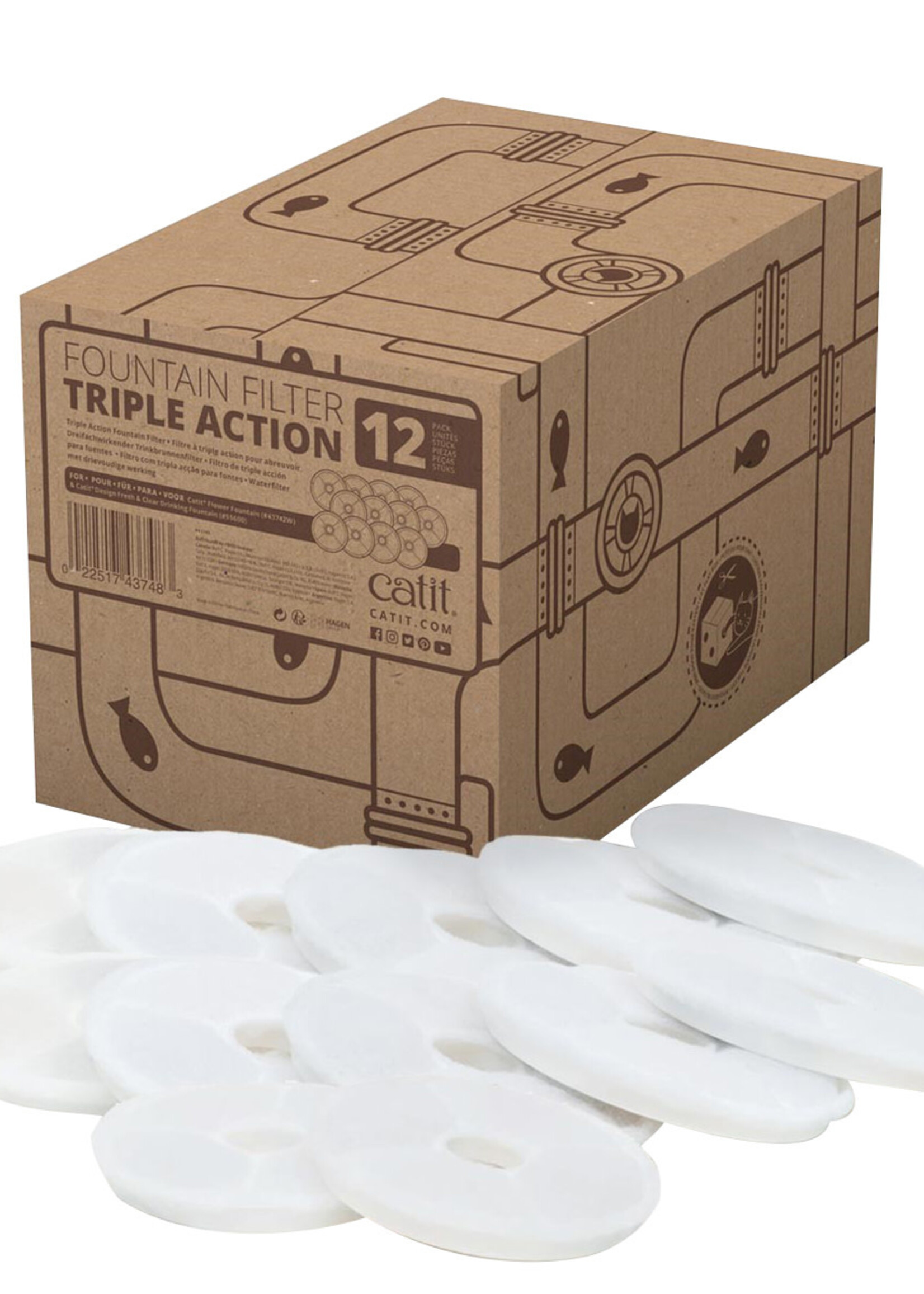 CatIt Catit Triple Action Fountain Filter - 12 pack