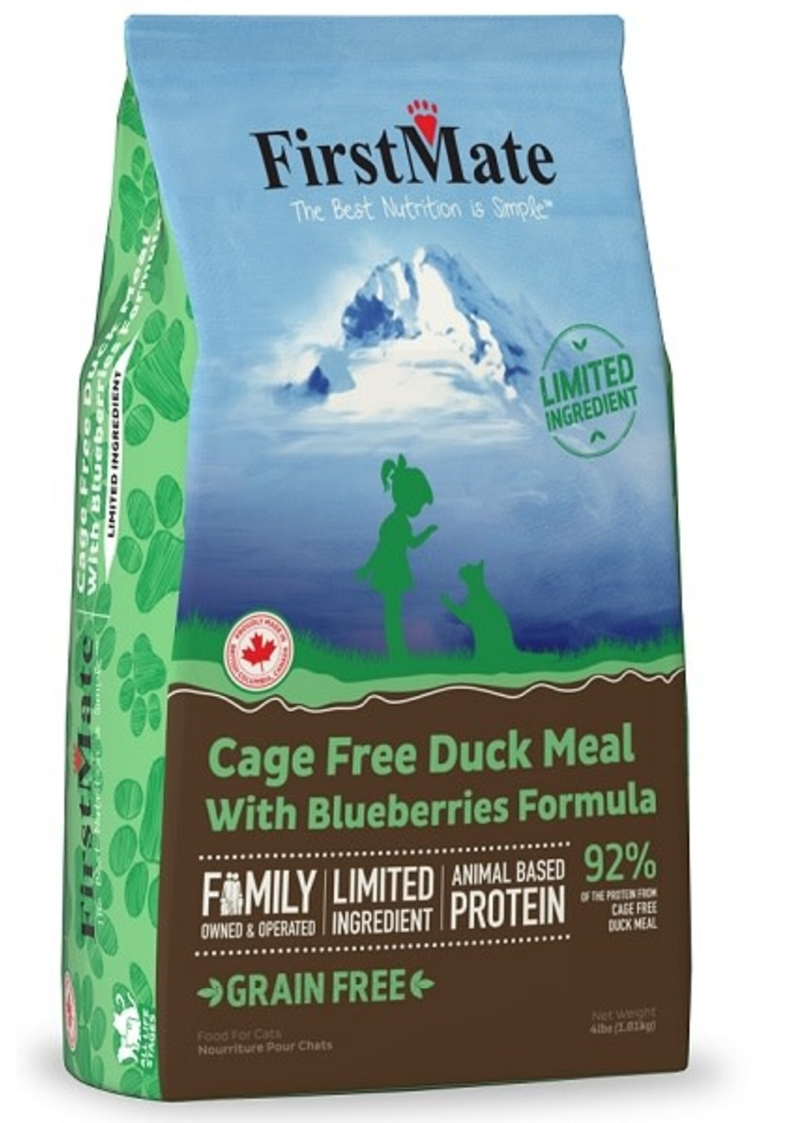 First Mate FirstMate Cat LID GF Cage Free Duck with Blueberries 4 lb **Special Order**