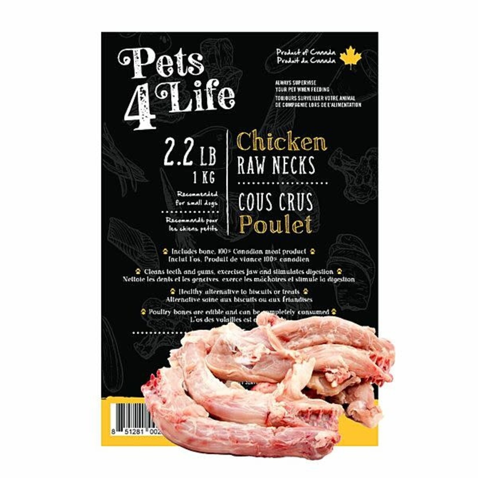 Pets 4 Life Frozen - Raw Chicken Necks 2LB (12)