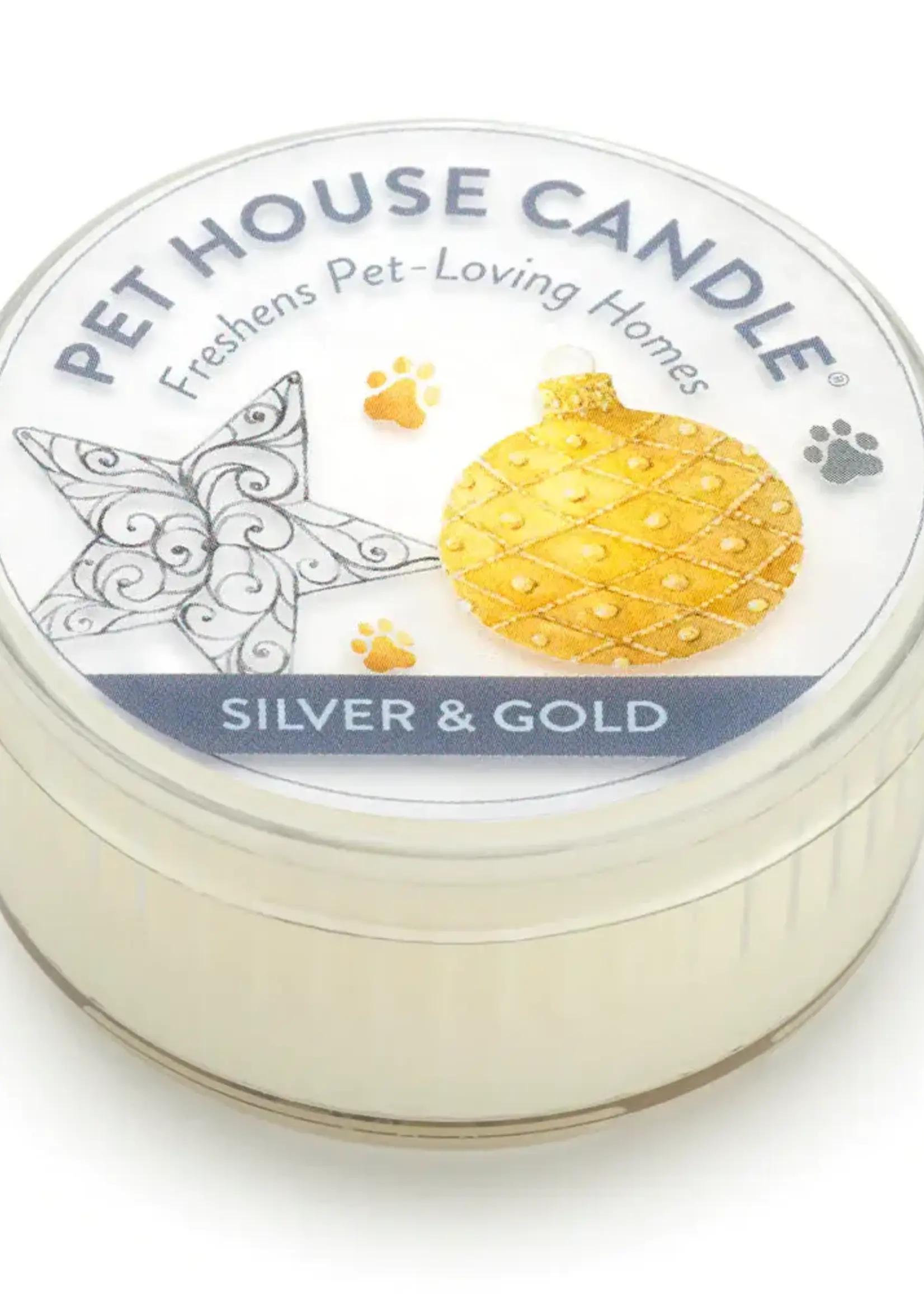 Pet House by One Fur All Silver & Gold Mini Candle 1.5 oz