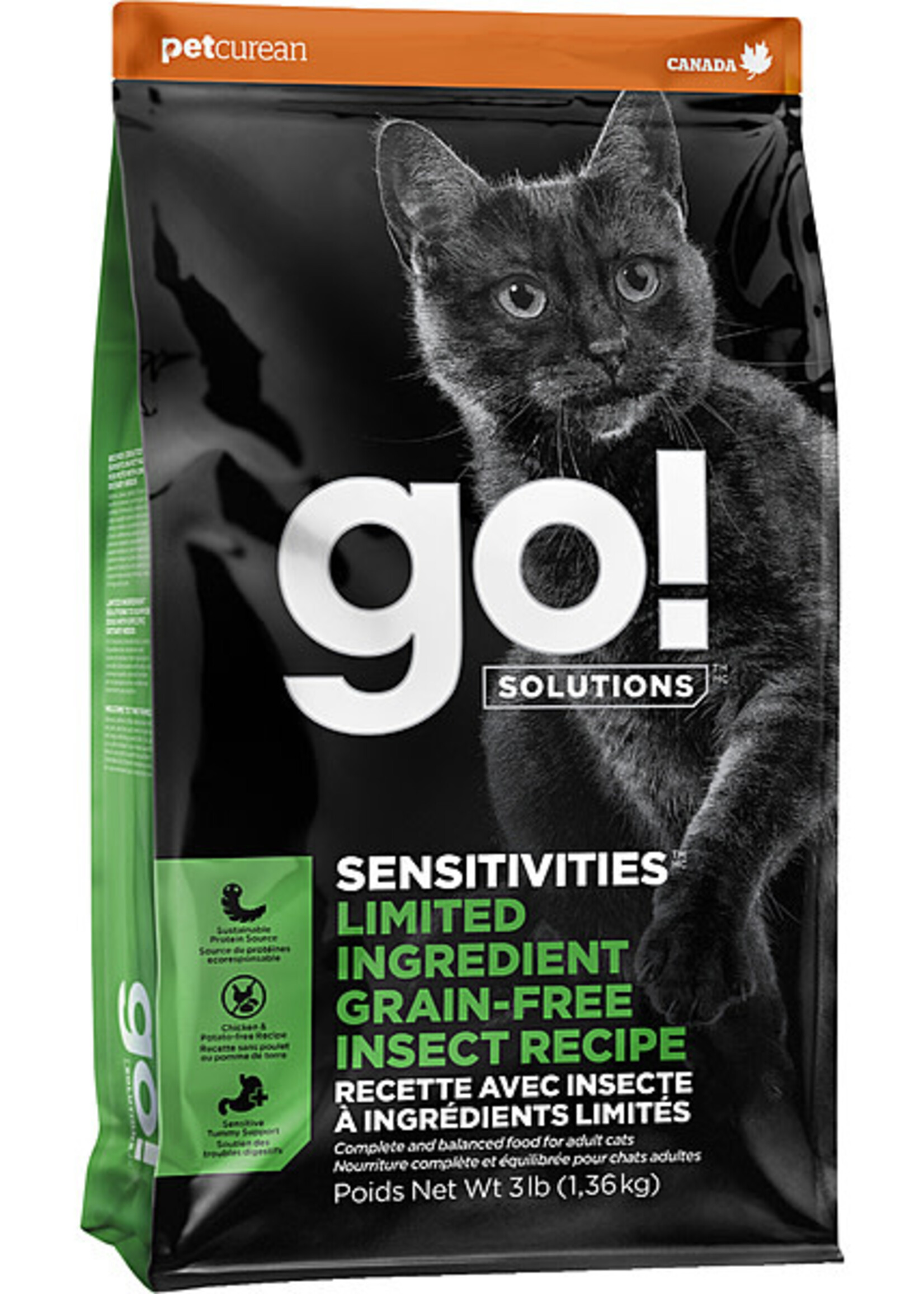 Petcurean Go! GO! Cat - Sensitivities LID GF Insect 12LB