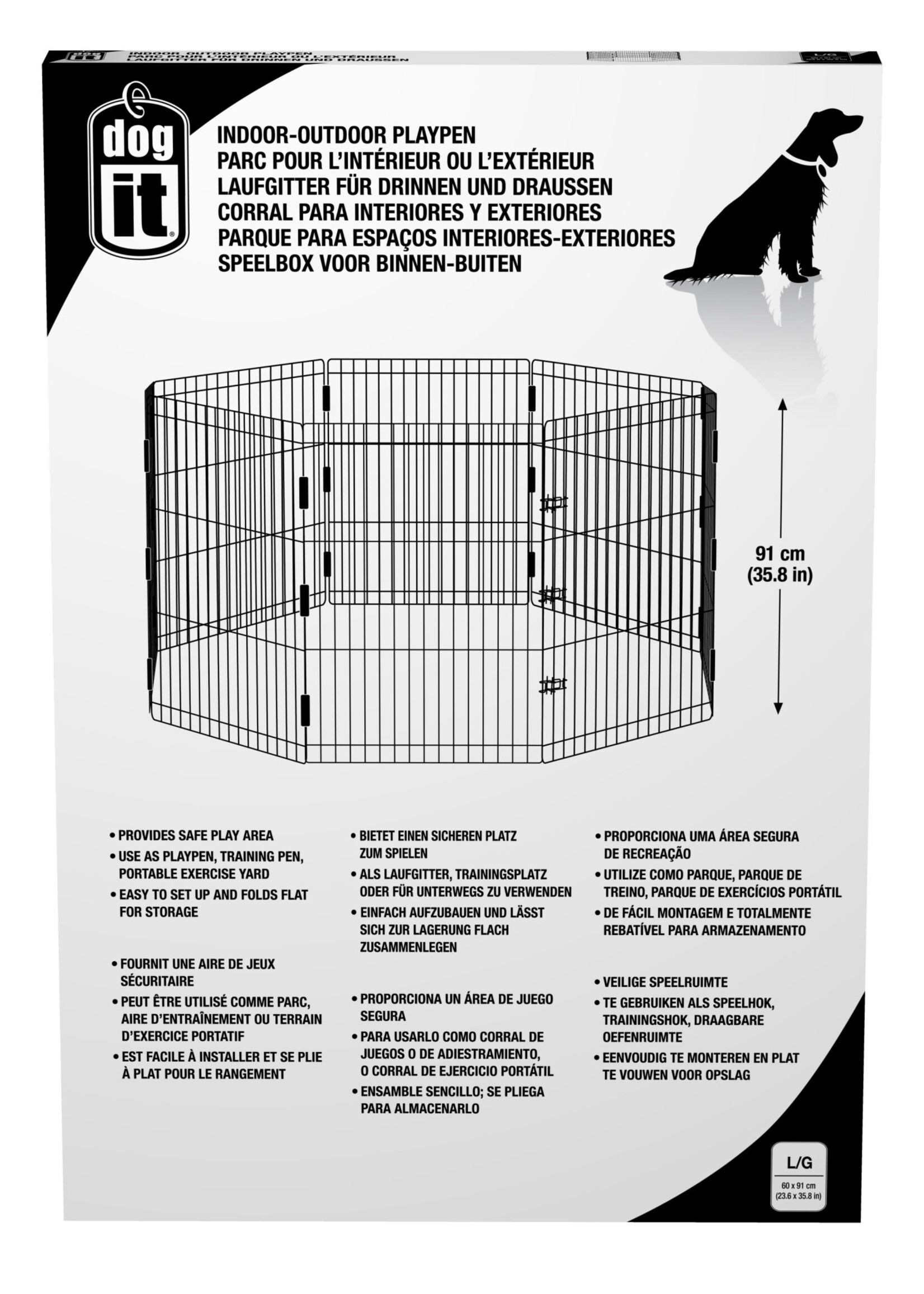 Dogit Outdoor Playpen - Large - 60 x 91 cm (23.6 x 35.8 in)