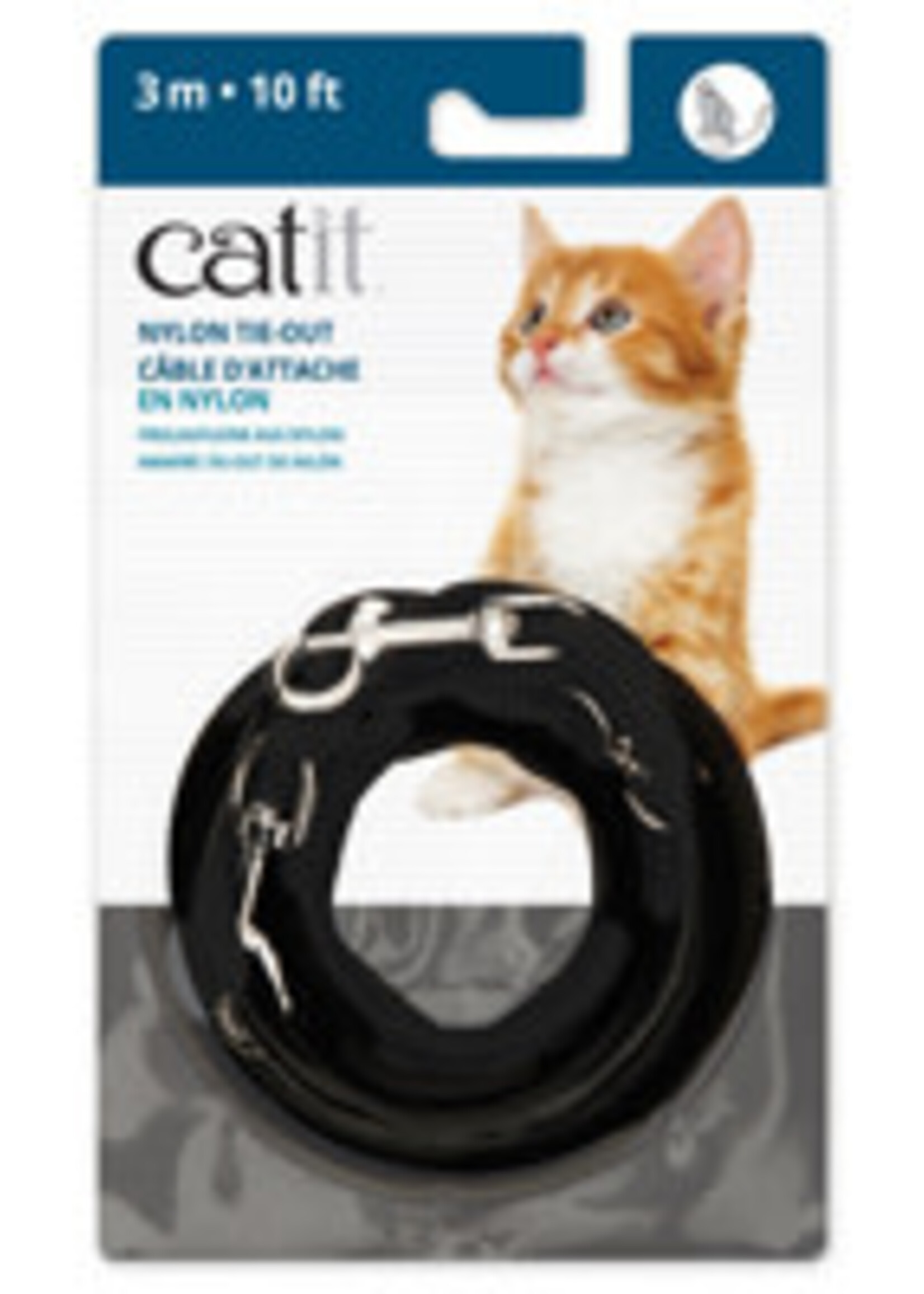 CatIt Catit Nylon Tie-out - Black - 3 m (10 ft)