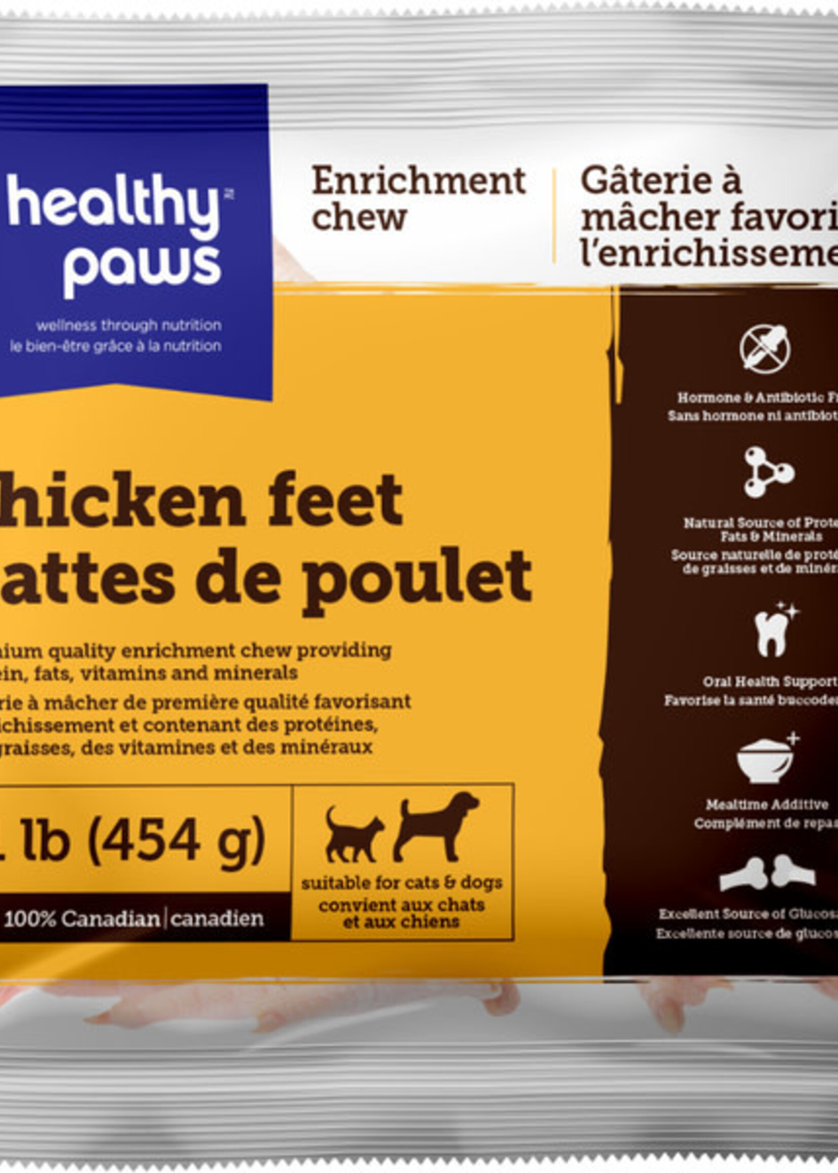 Healthy Paws Frozen Enrichment Raw Chicken Feet 1LB