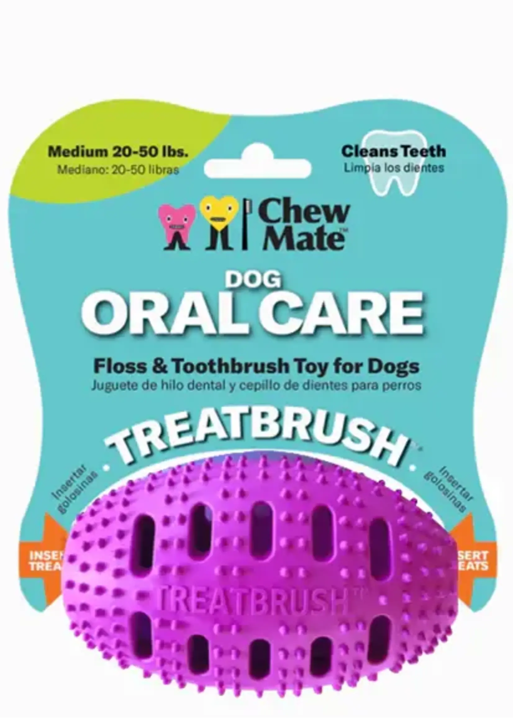 ChewMate Natural Rubber Treatbrush Football - Medium