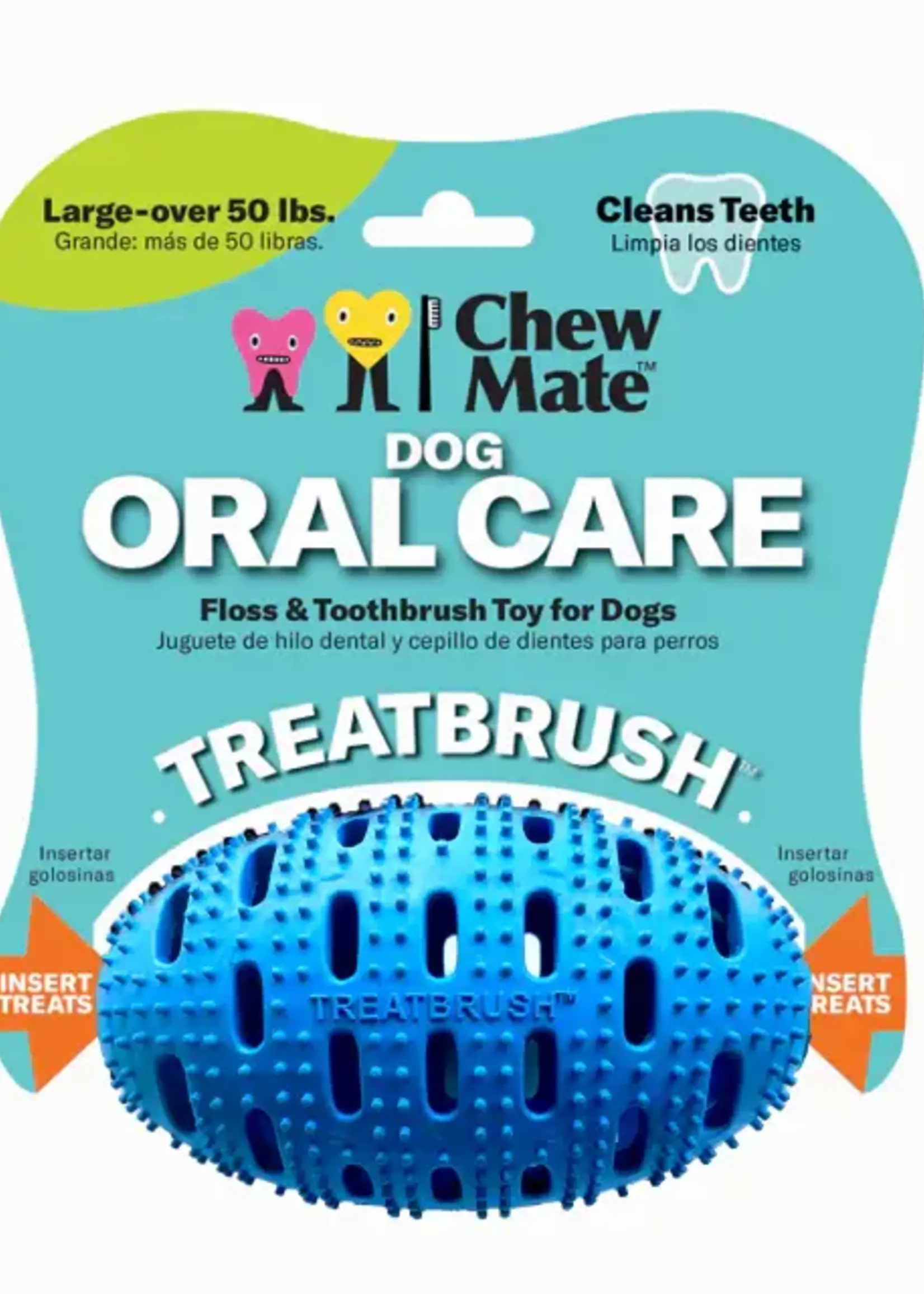 ChewMate Natural Rubber Treatbrush - Football- Large