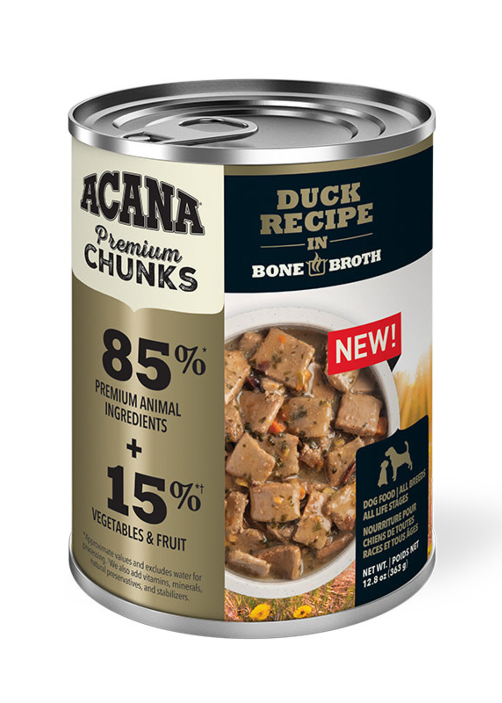 Acana Dog Acana -  Premium Chunks - Duck Recipe in Bone Broth 12.8 oz