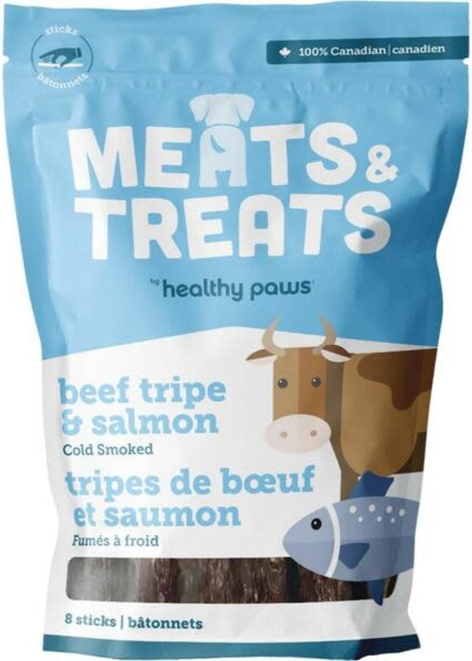 Healthy Paws Meats & Treats - Cold Smoked Tripe Salmon/Beef 8PK