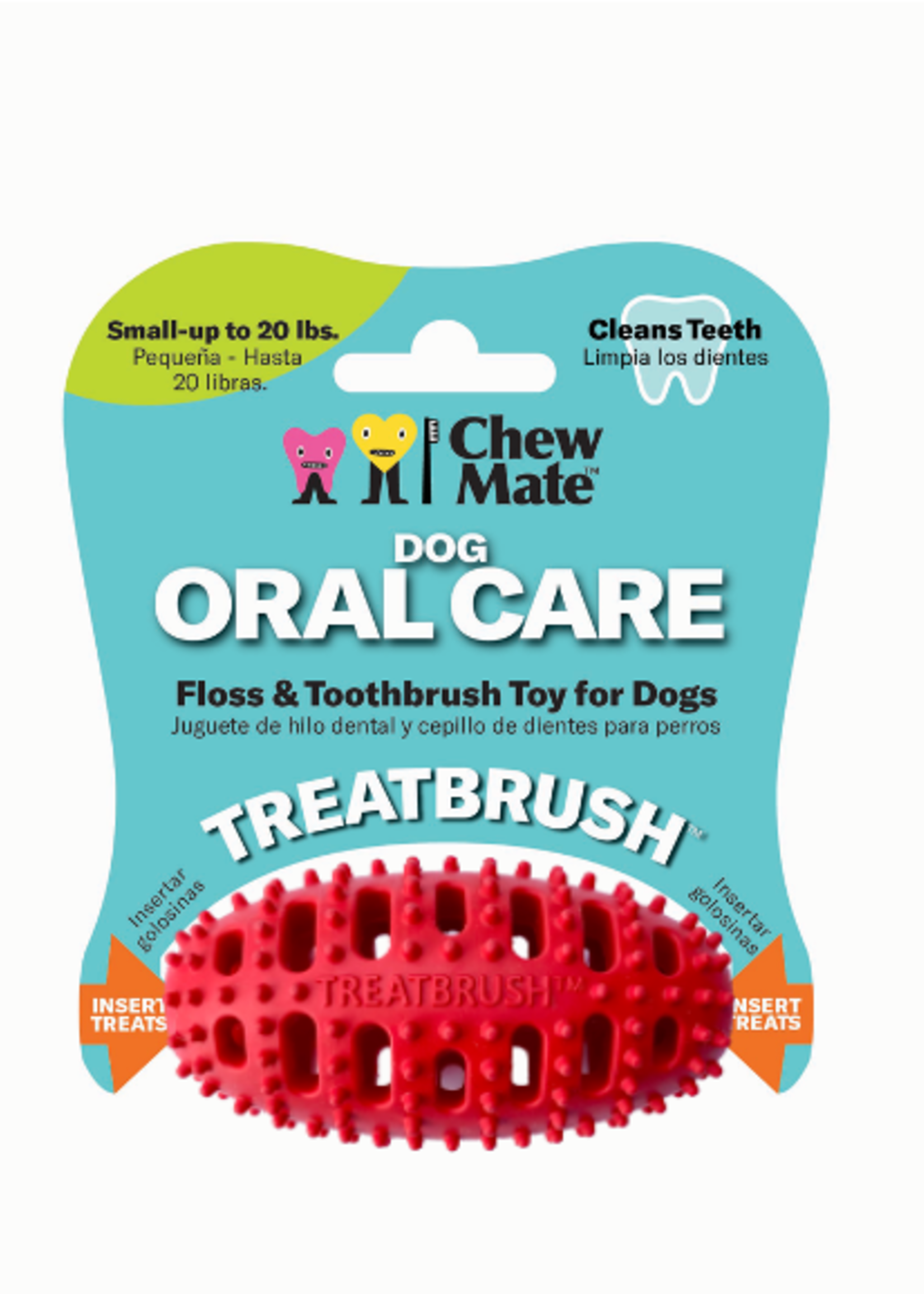 Chew Mate Natural Rubber Treatbrush - Football - Small