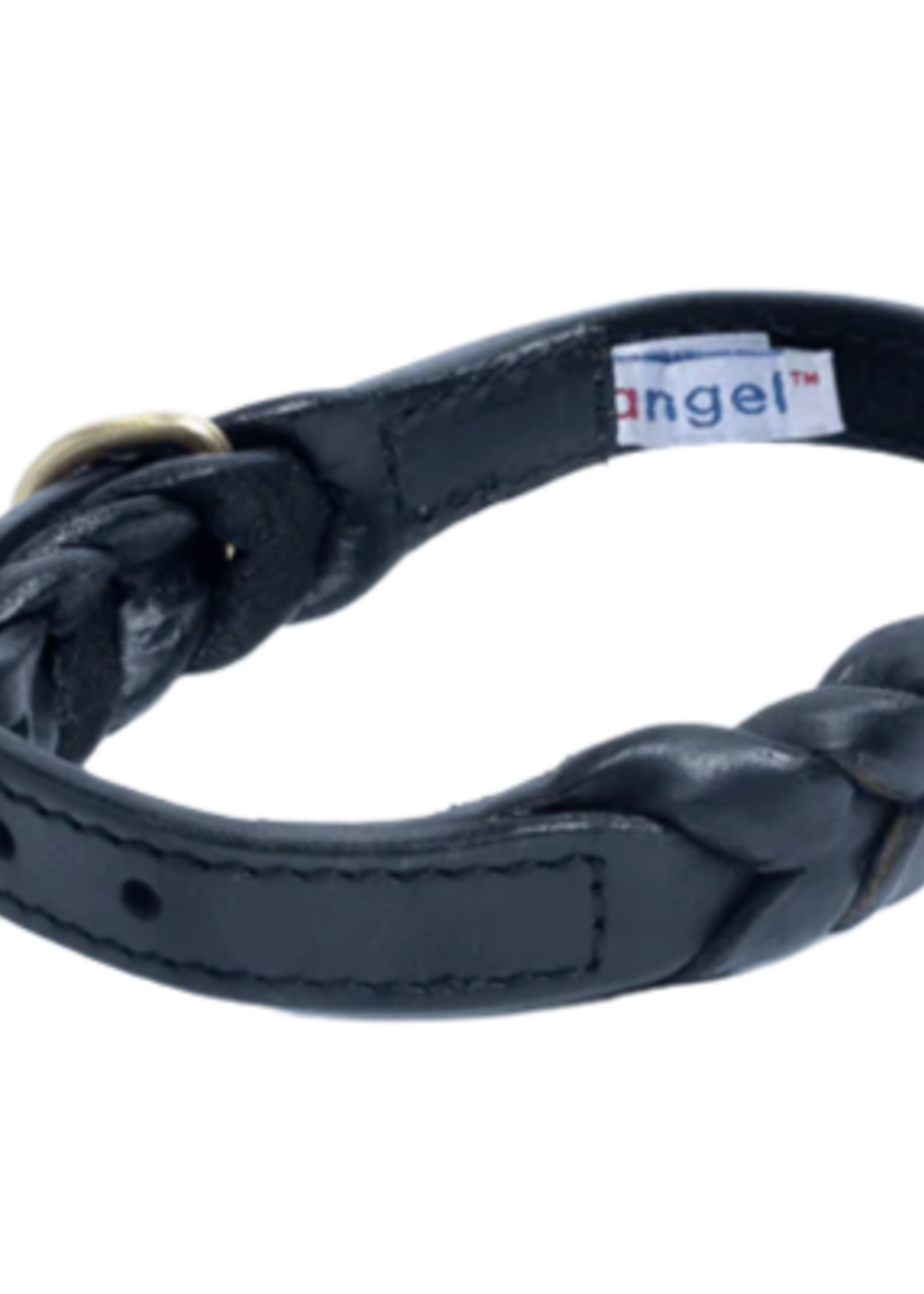 Angel Leather Braided Collar - Black - 20" x 1"