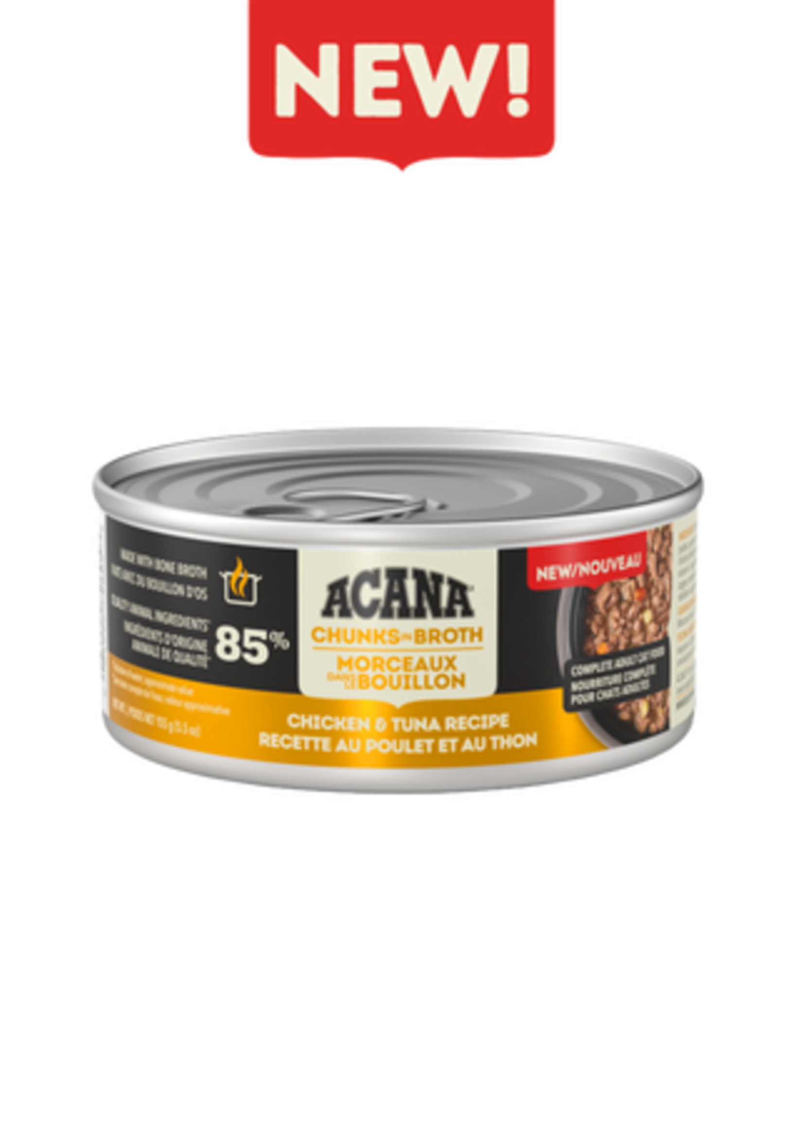 Acana Cat ACW Chunk  in Bone Broth - Chicken & Tuna 5.5 oz can
