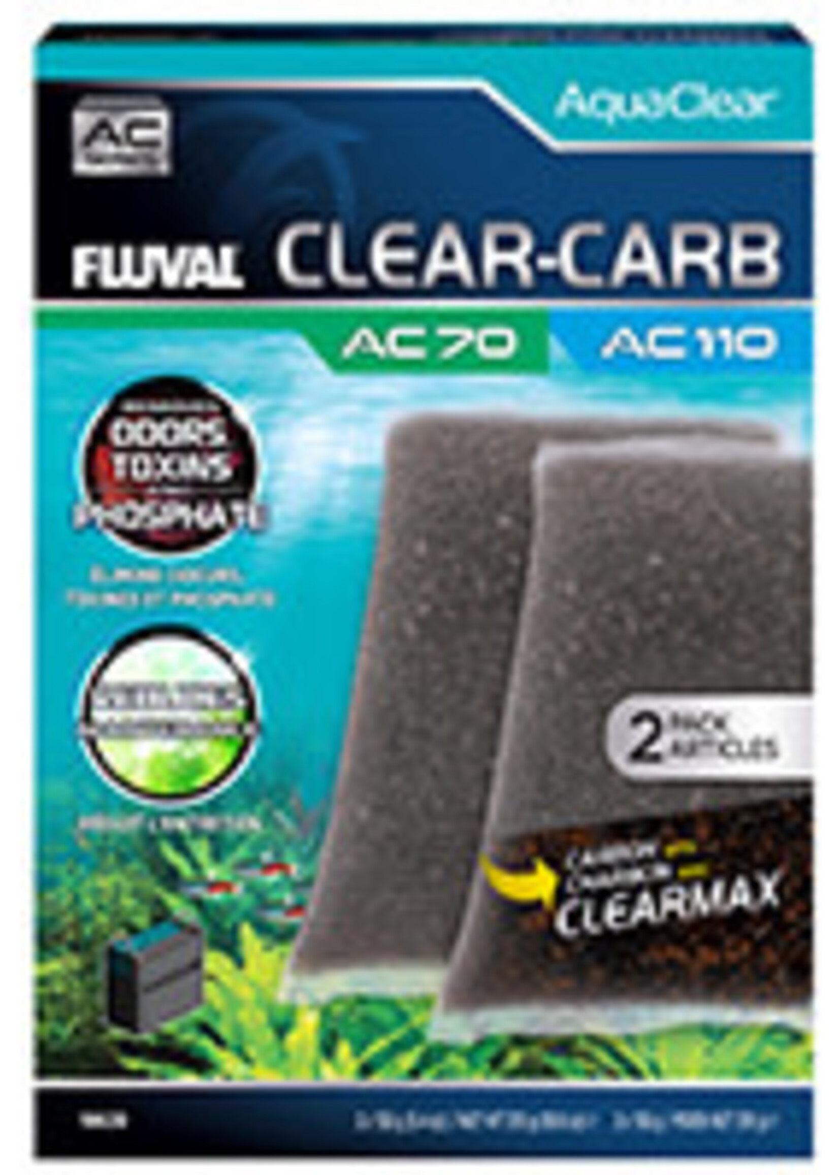 Fluval Clear-Carb for AquaClear AC70/AC110 Power Filter, 10.8 oz / 310 g, 2-Pack