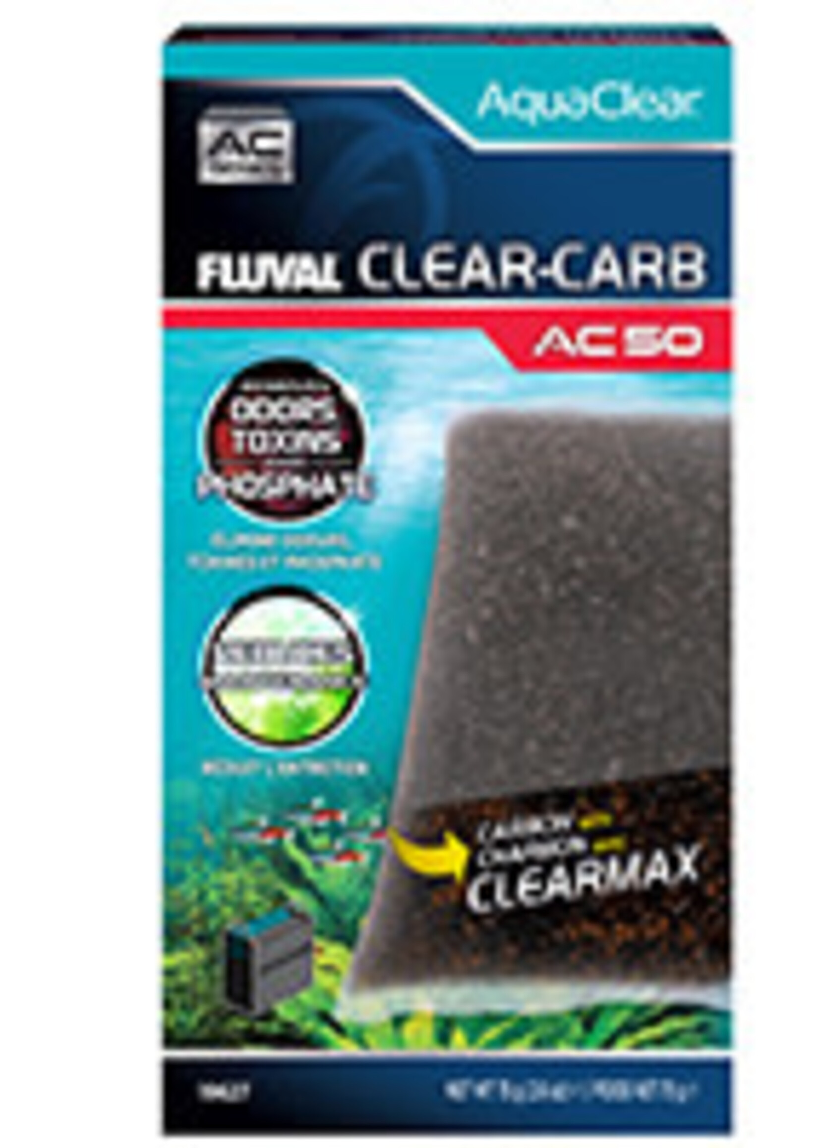 Fluval Clear-Carb combines the benefits of Carbon and Clearmax for fresh and saltwater aquariums. It eliminates odors, discolorations and impurities, while controlling phosphate, nitrite and nitrate to produce crystal clear water.