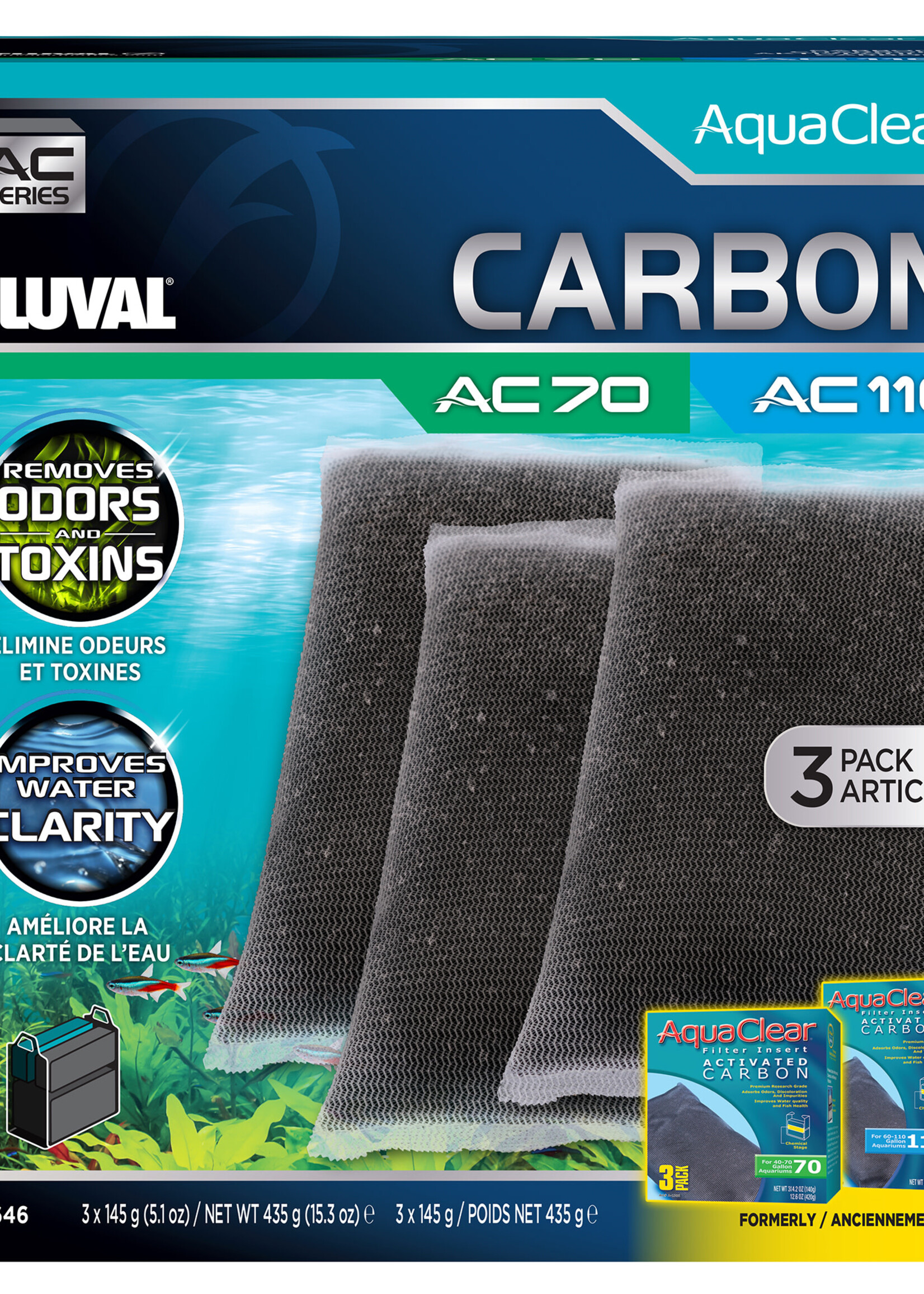 Fluval Aquaclear 70/110 - Carbon Media - 435g - 3 Pk