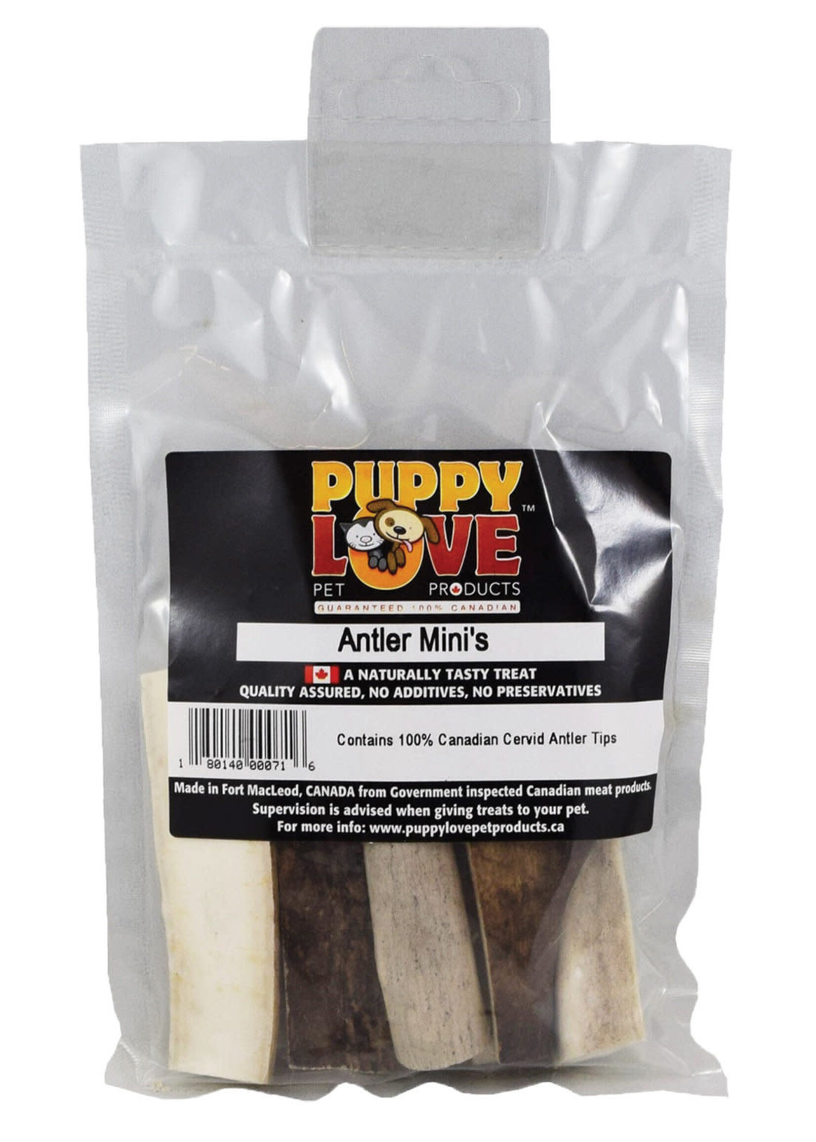 PUPPY LOVE PET PRODUCTS Puppy Love Elk Antler Minis (Small Dog) - 6pk, 3"-5"