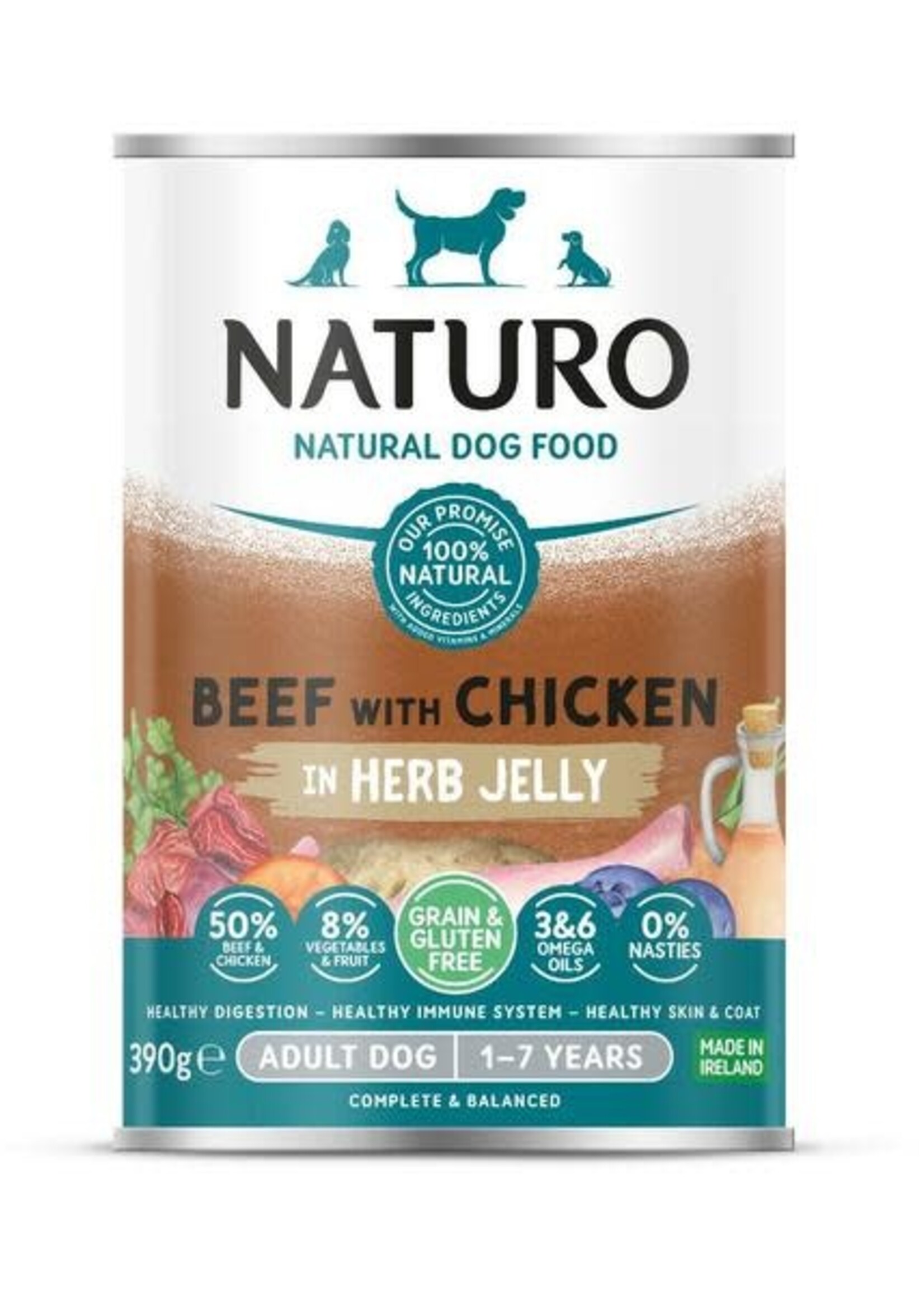Naturo Adult G&G Free Beef w/Chicken Herb Jelly 390GM