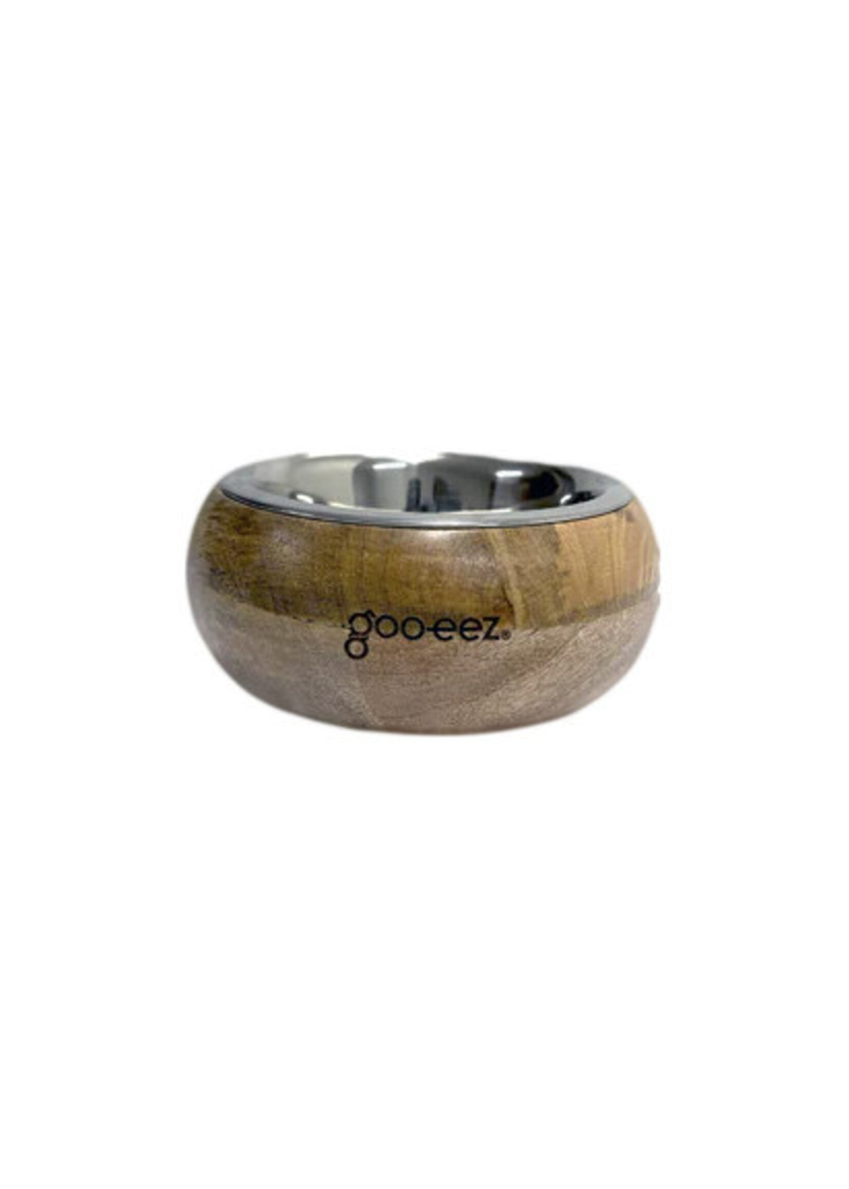 Goo-eez Round Mango Wood Stainless Steel Bowl - Medium