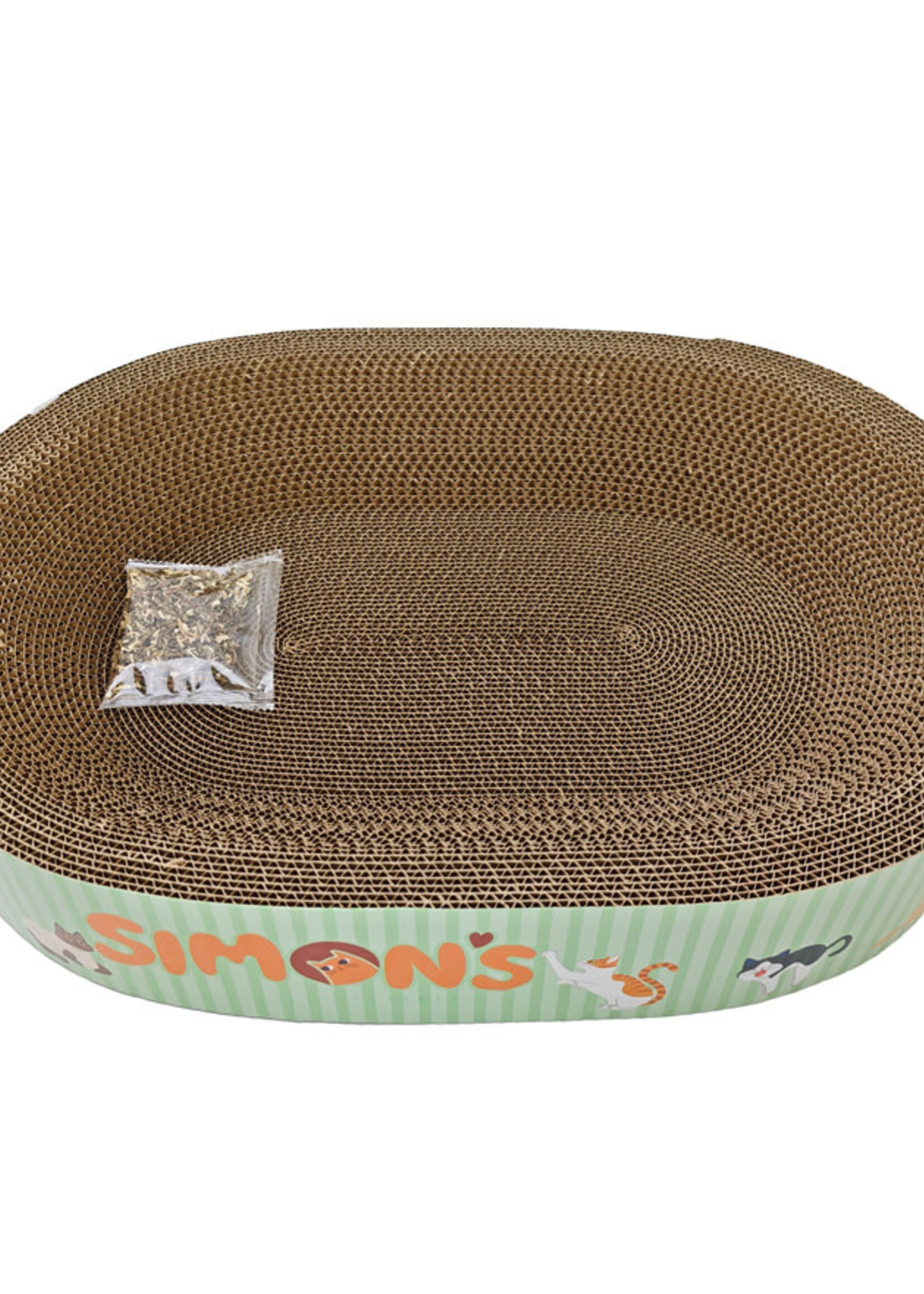 Simon's SIMONS Corrugated Cat Bed w/Catnip – Oval 19.5 X 12.5 X 3.5 in