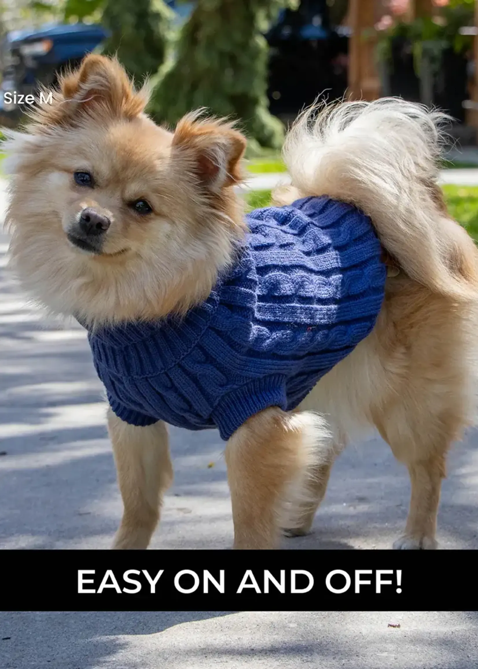 Shedrow K9 Shedrow K9 Brentwood Cable Knit Dog Sweater skipper Blue MS