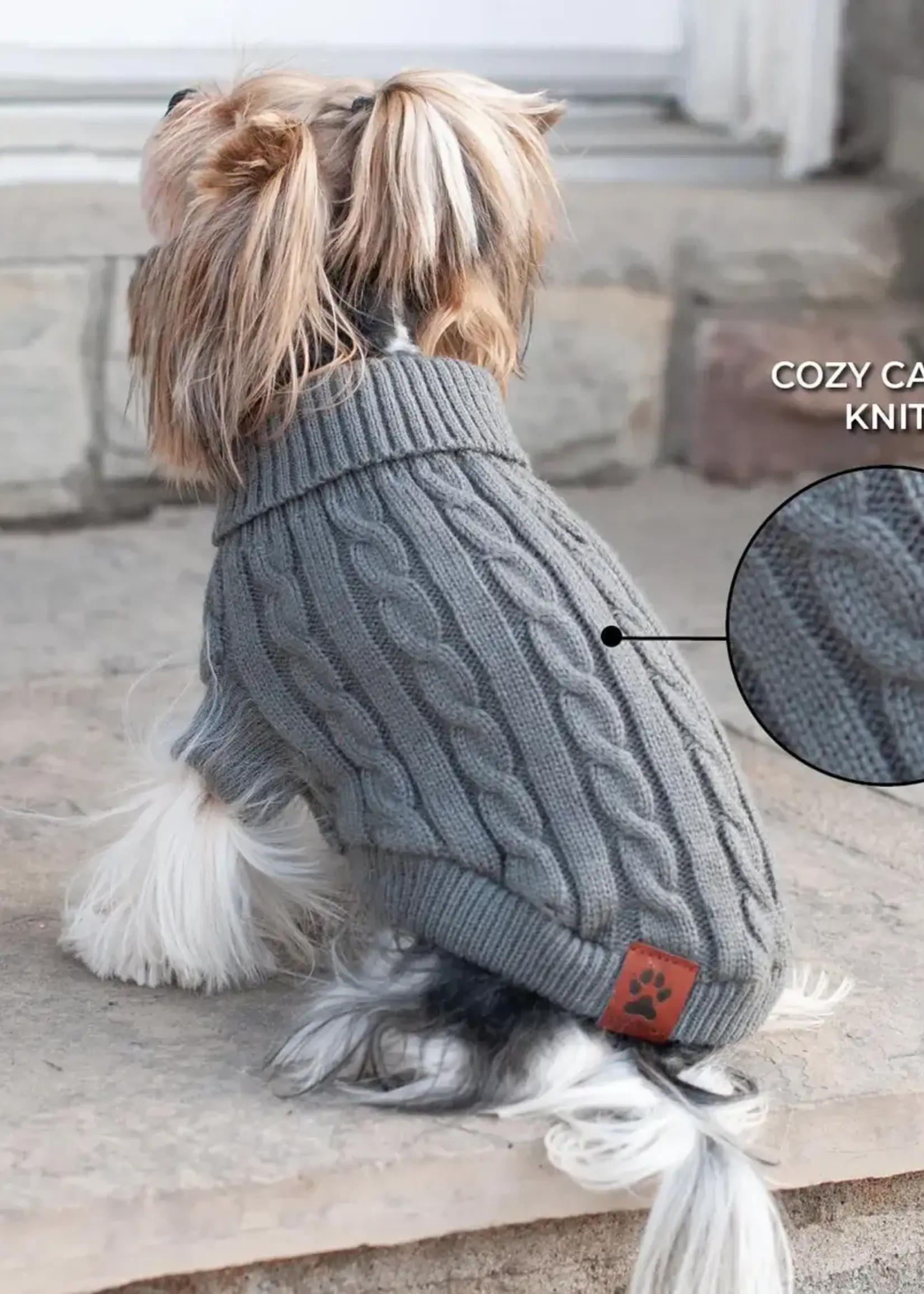 Shedrow K9 Shedrow K9 Brentwood Cable Knit Dog Sweater Grey XS