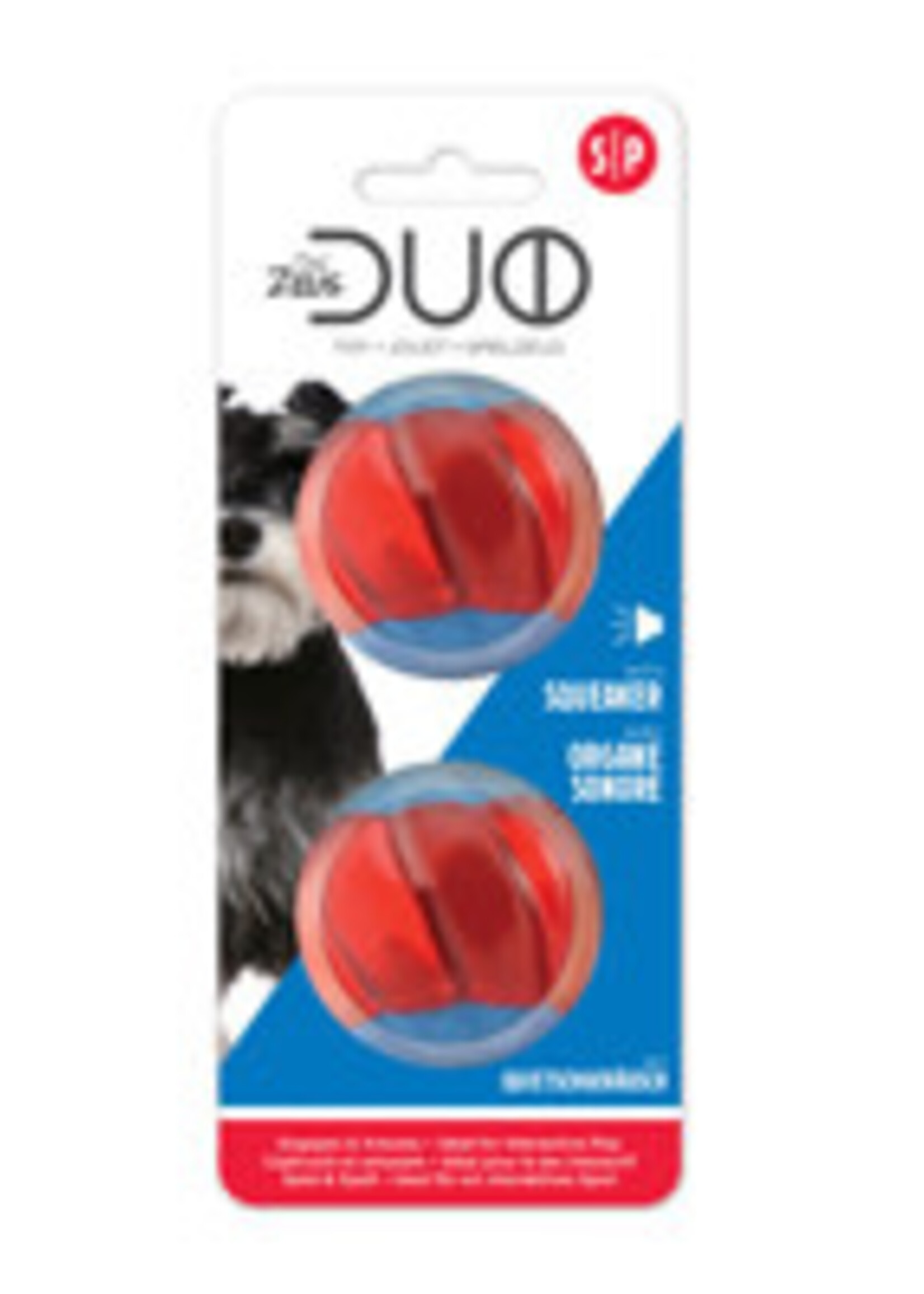 Zeus Zeus Duo Ball Dog Toy with Squeaker - Small - 2 pack - 5 cm (2 in)