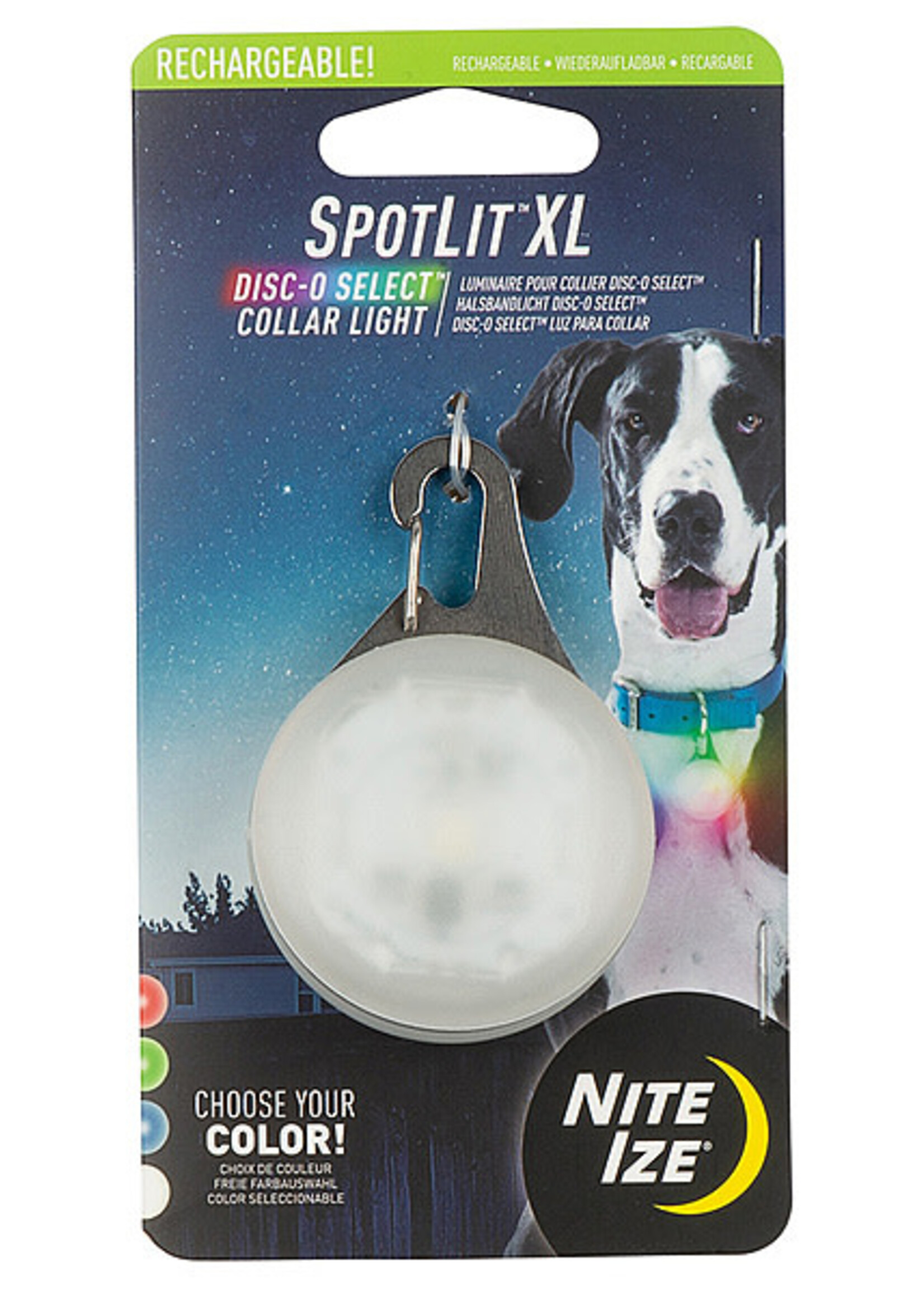 Nite Ize SpotLit XL Rechargeable Collar Light Disco -O Mode