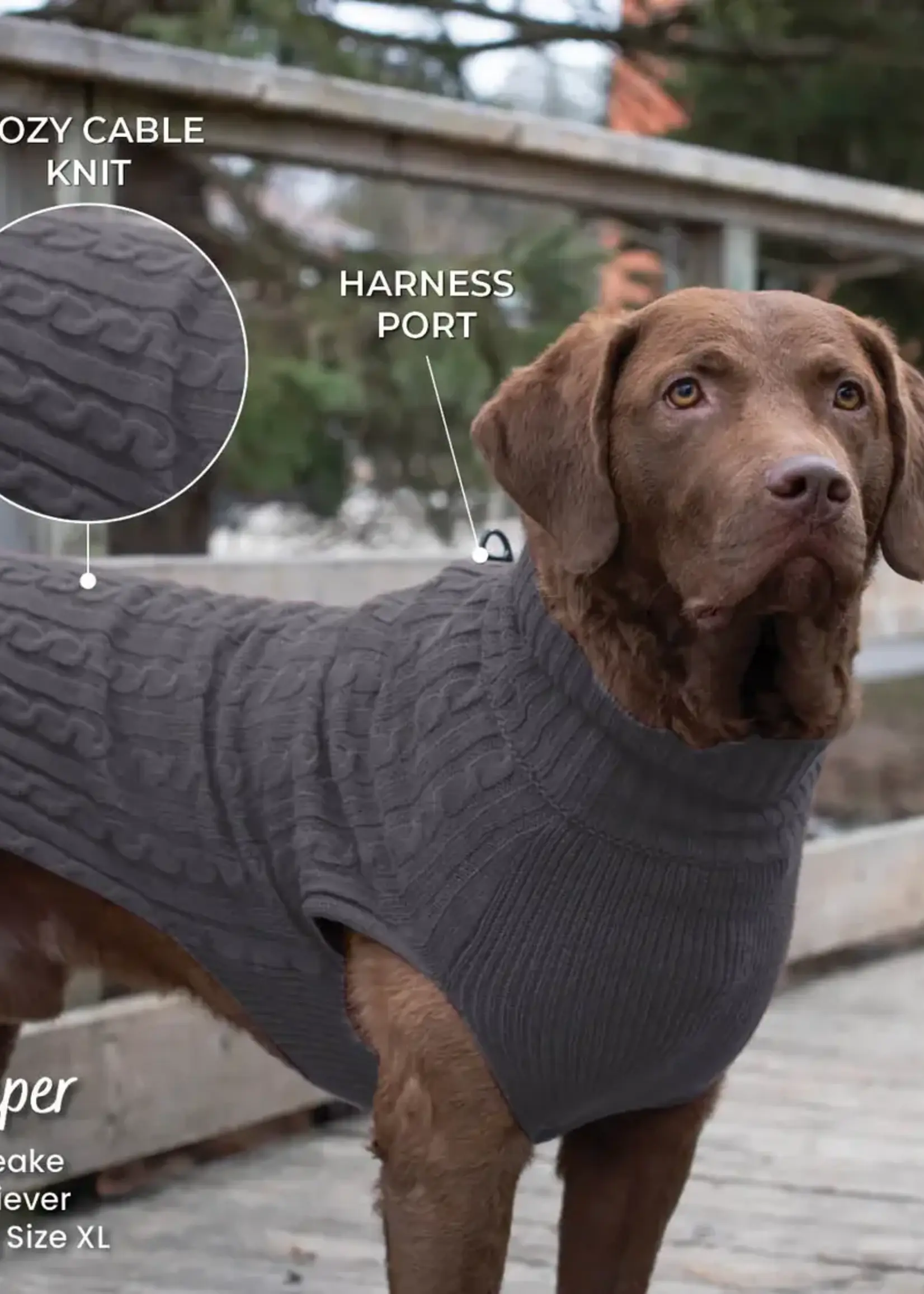 Shedrow K9 Shedrow K9 Brentwood Cable Knit Dog Grey Sweater XXXL