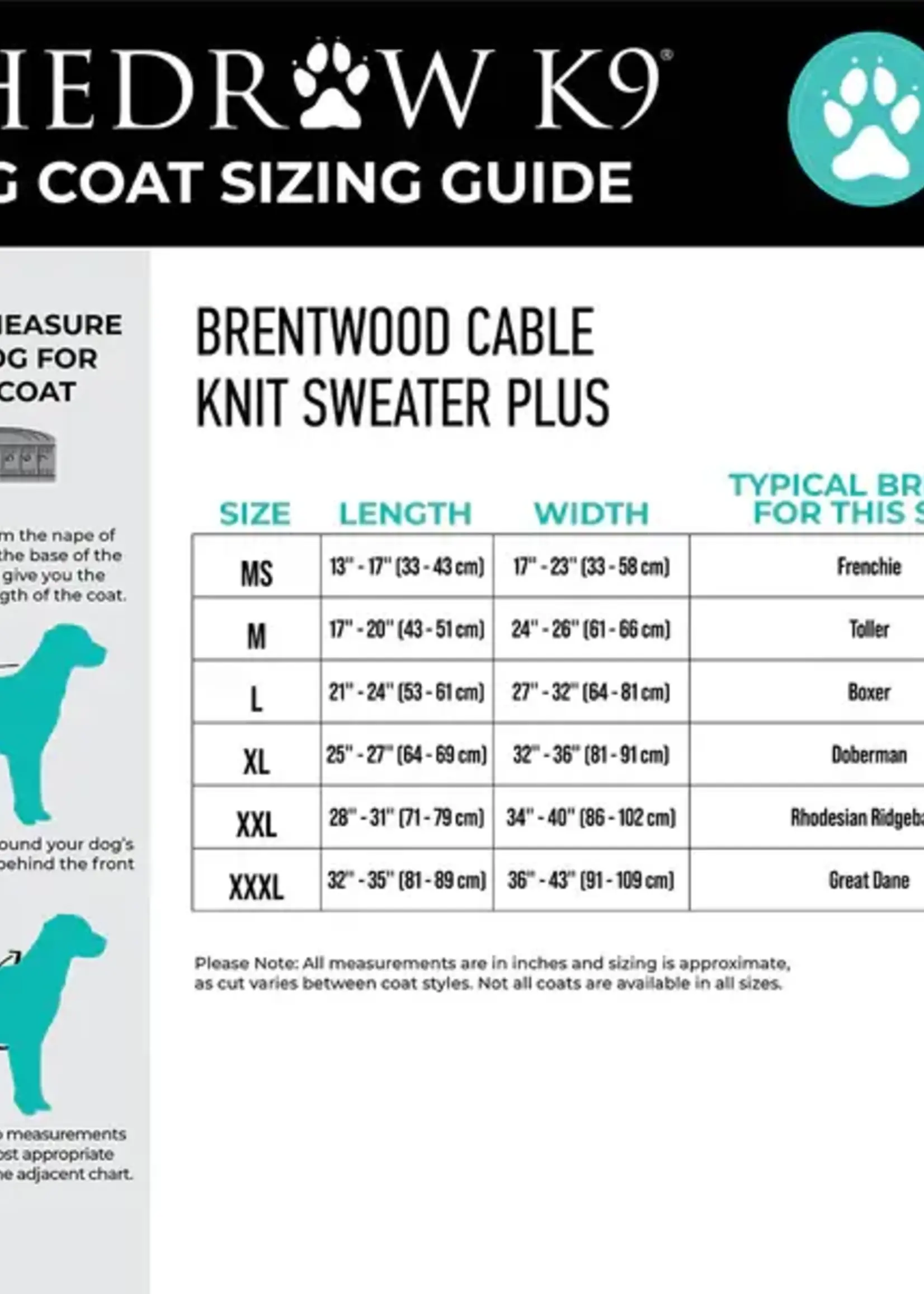 Shedrow K9 Shedrow K9 Brentwood Cable Knit Dog Grey Sweater XXXL