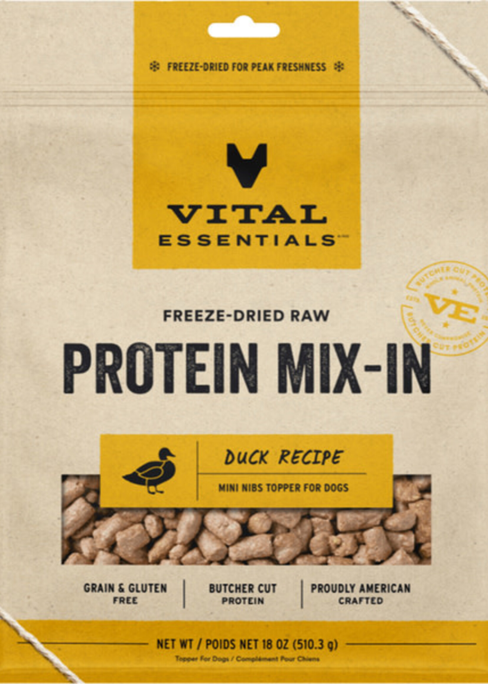 Vital Essentials FD Protein Mix-In Mini Nibs Duck 18OZ