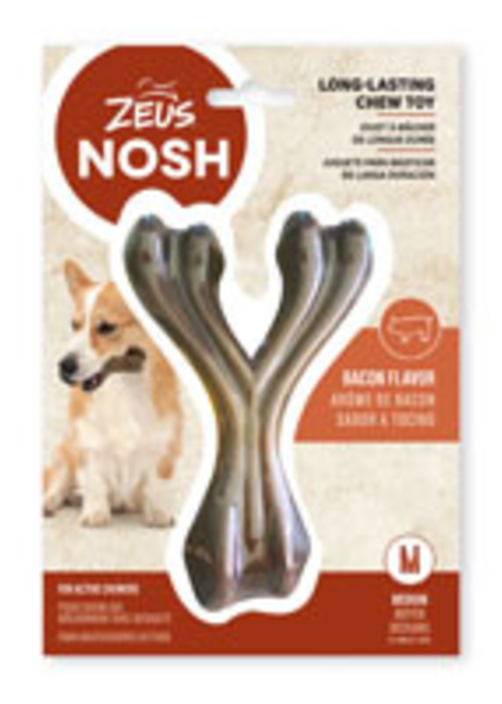 Zeus Zeus NOSH Strong Wishbone Chew Toy - Bacon Flavour - Medium - 15 cm (6 in)