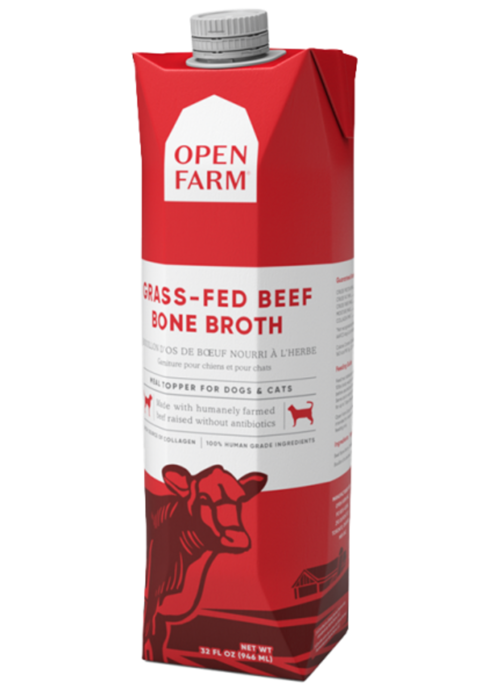 Open Farm Open Farm Dog/Cat Bone Broth Topper GrassFed Beef 33.8 oz