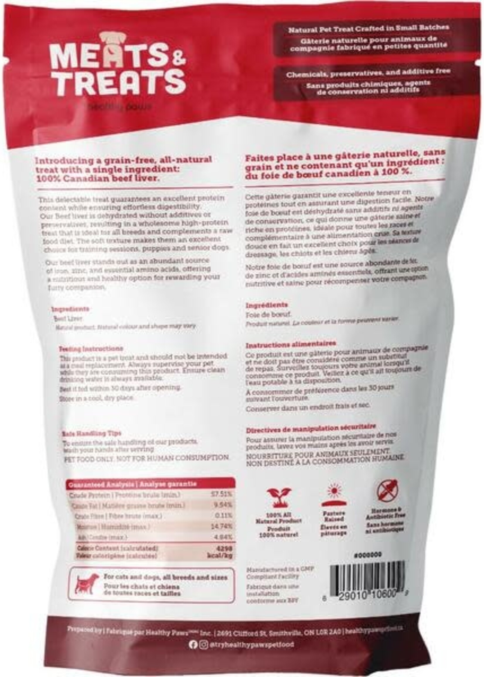 Healthy Paws Meats & Treats - Dehydrated Beef Lung 75GM