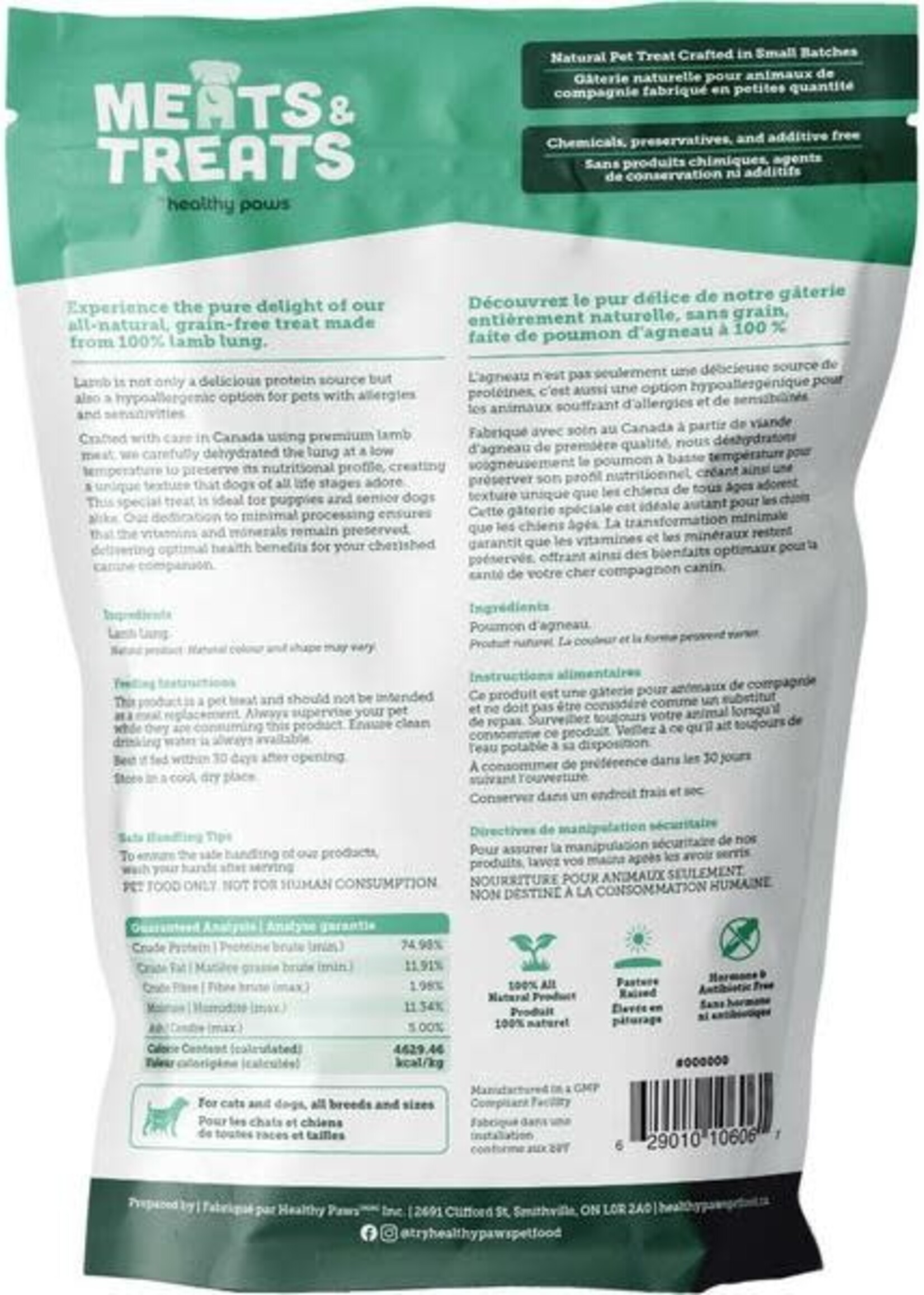 Healthy Paws Meats & Treats - Dehydrated Lamb Lung 75GM