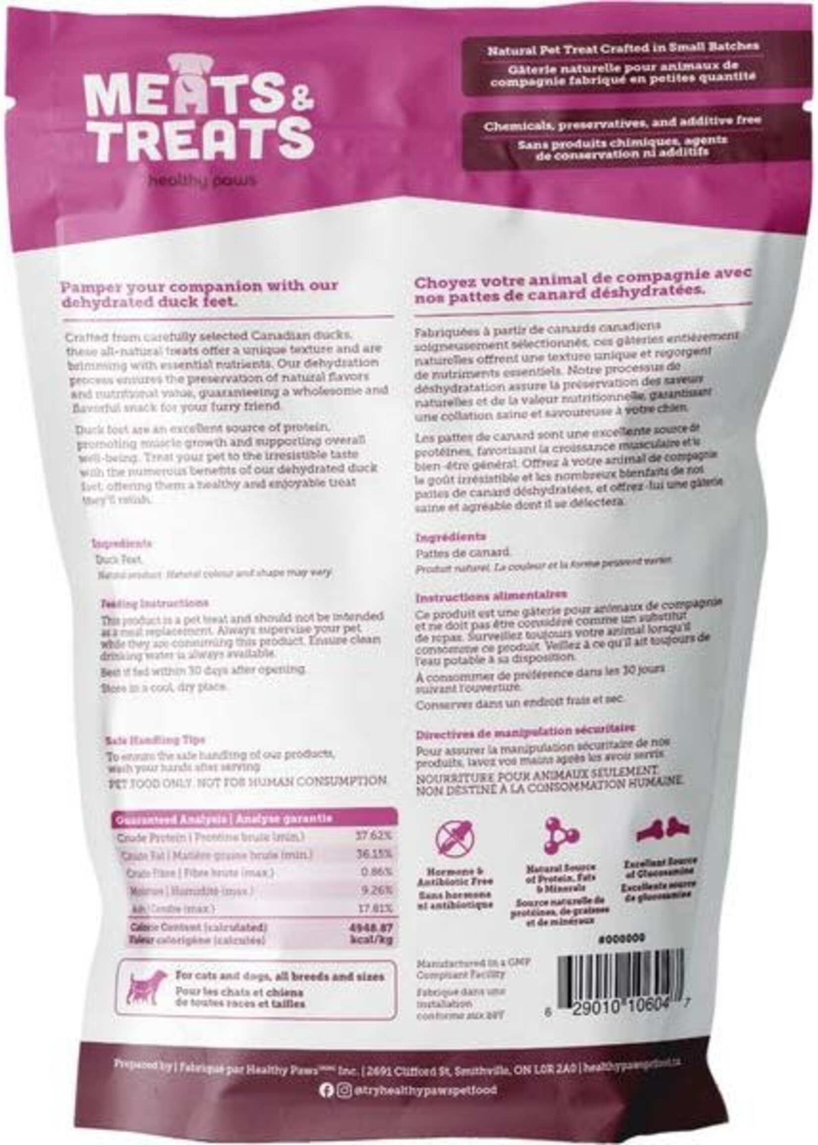 Healthy Paws Meats & Treats - Dehydrated Duck Feet 125GM