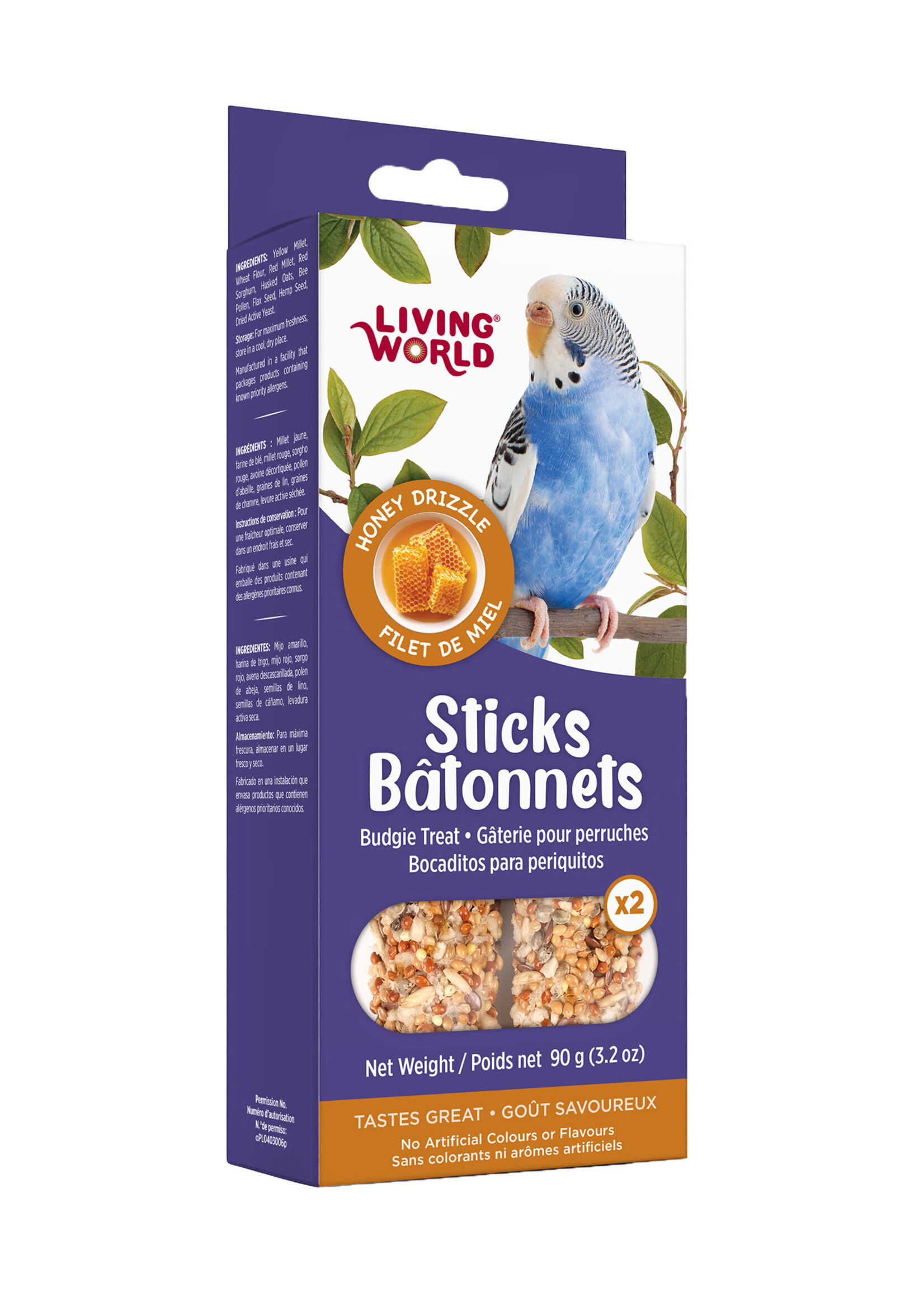 Living World LW Sticks - Budgie Treat - Honey Drizzle - 2 pieces - 90 g (3.2 oz)