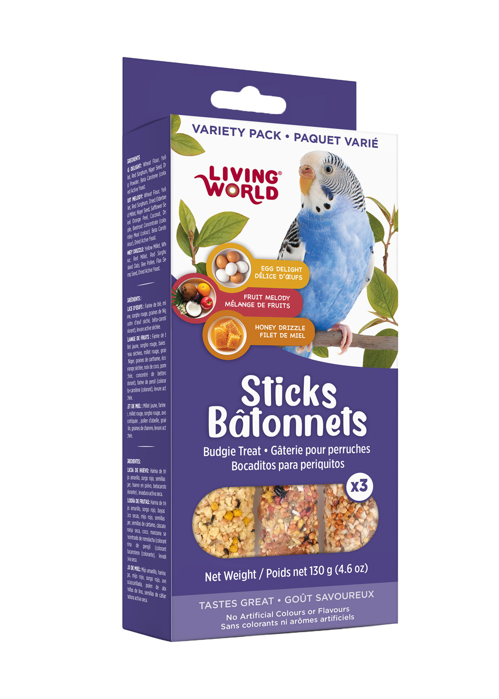 Living World LW Sticks - Budgie Treat - Variety Pack - 3 pieces - 130 g (4.6 oz)